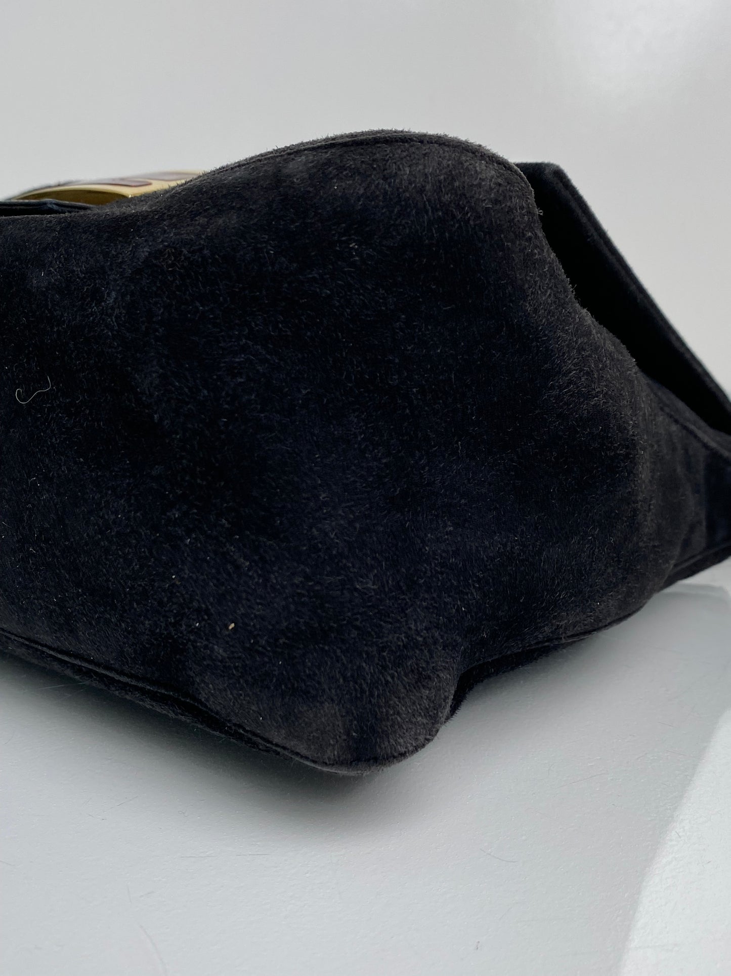 Fendi Black Suede Mama Baguette GHW