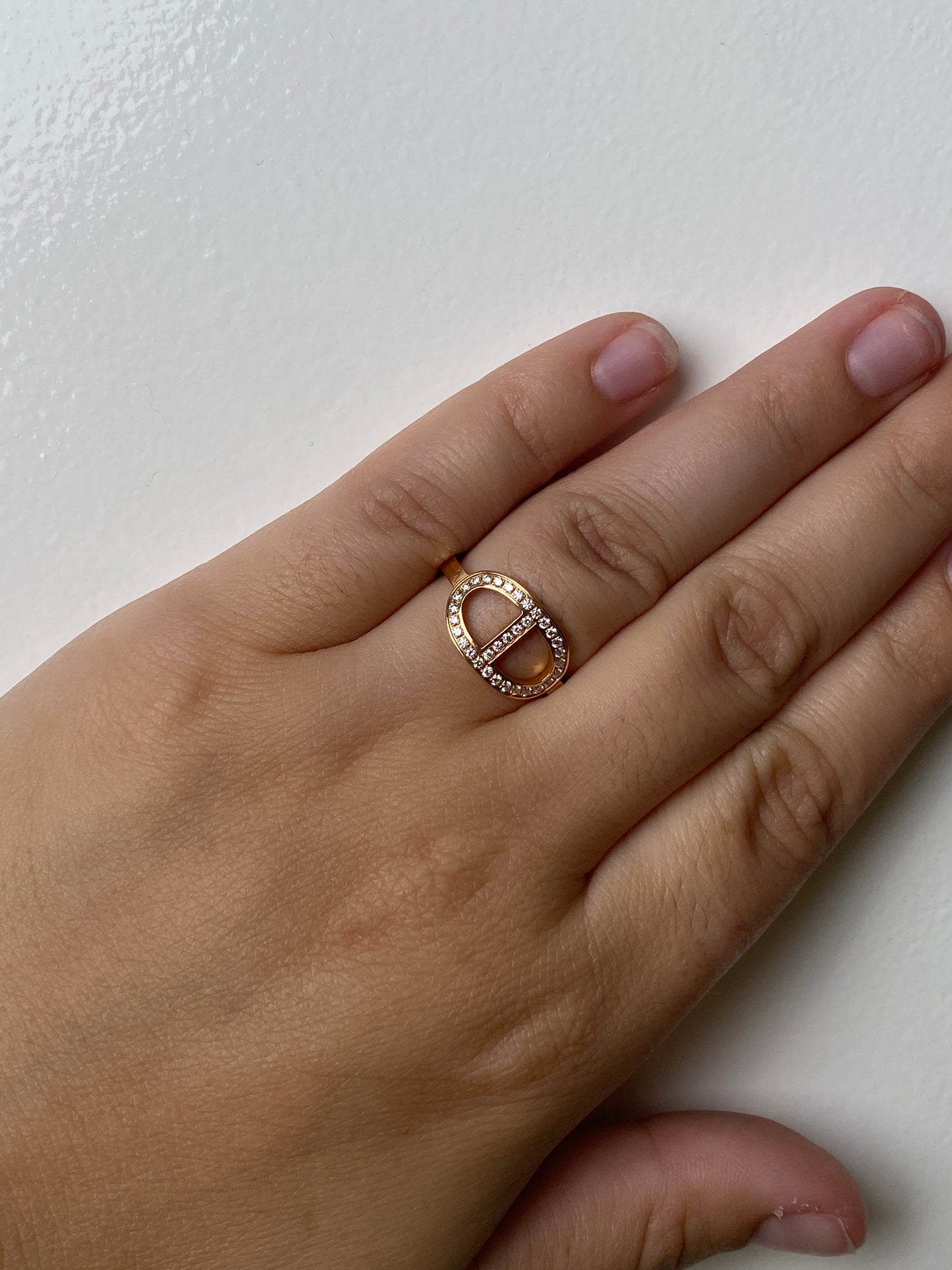 Hermes 18KR 0.21 ctw Diamond Chaine d'ancre Contour Ring Medium Model, 6.25