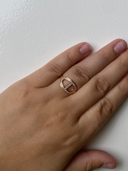 Hermes 18KR 0.21 ctw Diamond Chaine d'ancre Contour Ring Medium Model, 6.25