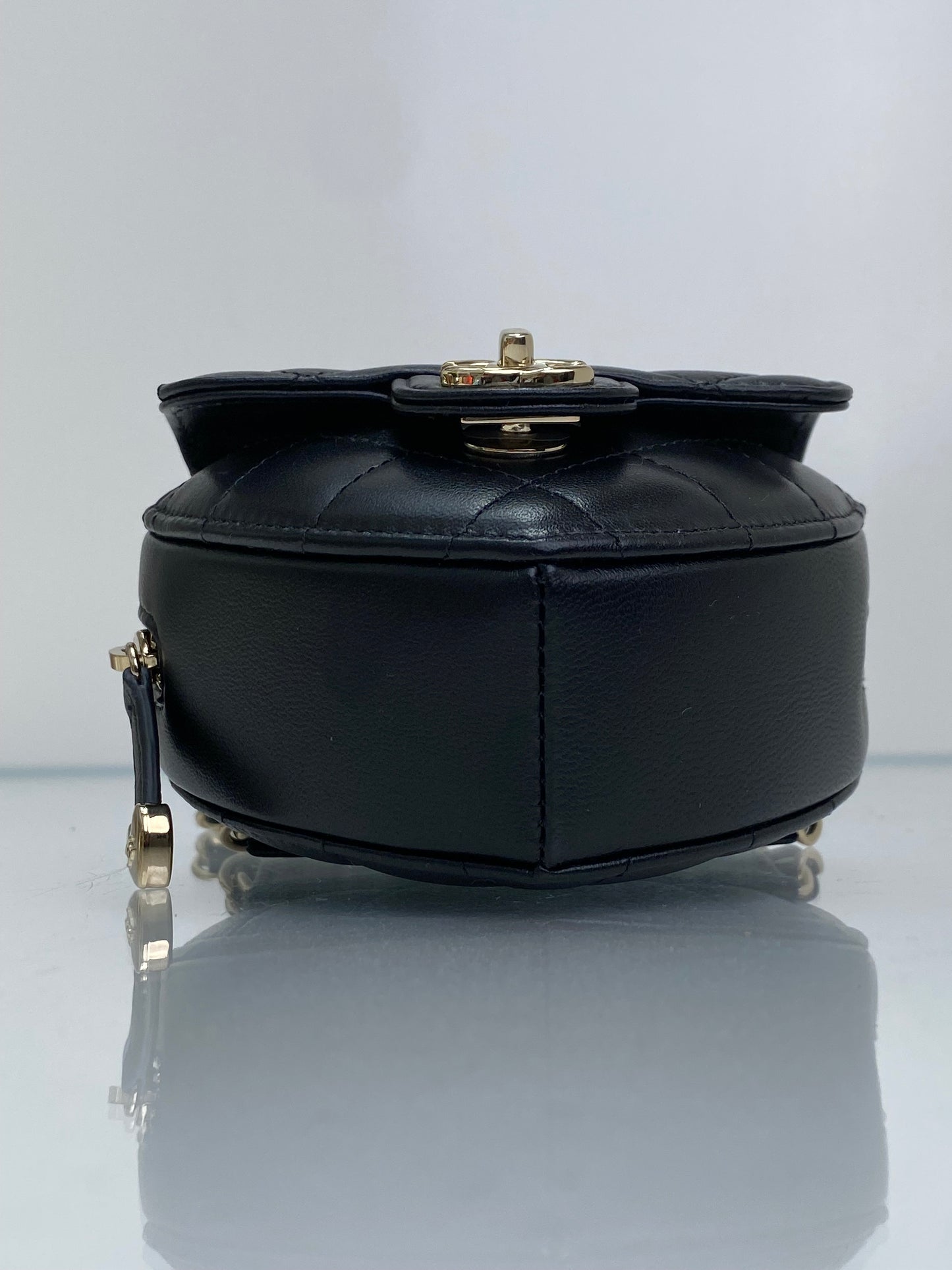 Chanel Black Mini CC In Love Quilted Lambskin Heart Bum Bag GHW