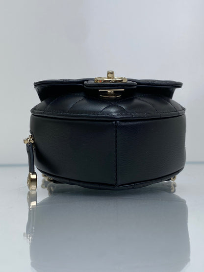 Chanel Black Mini CC In Love Quilted Lambskin Heart Bum Bag GHW