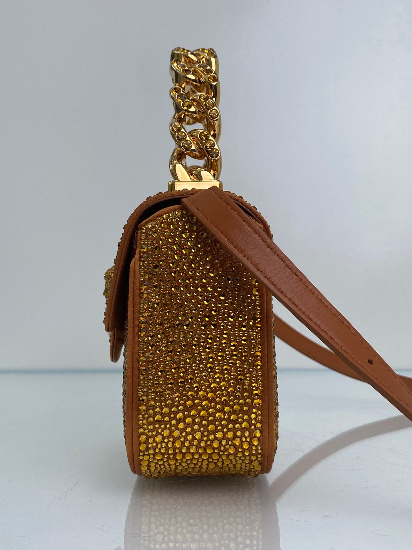 Versace La Medusa Crystal Embellished Mini Top Handle Bag