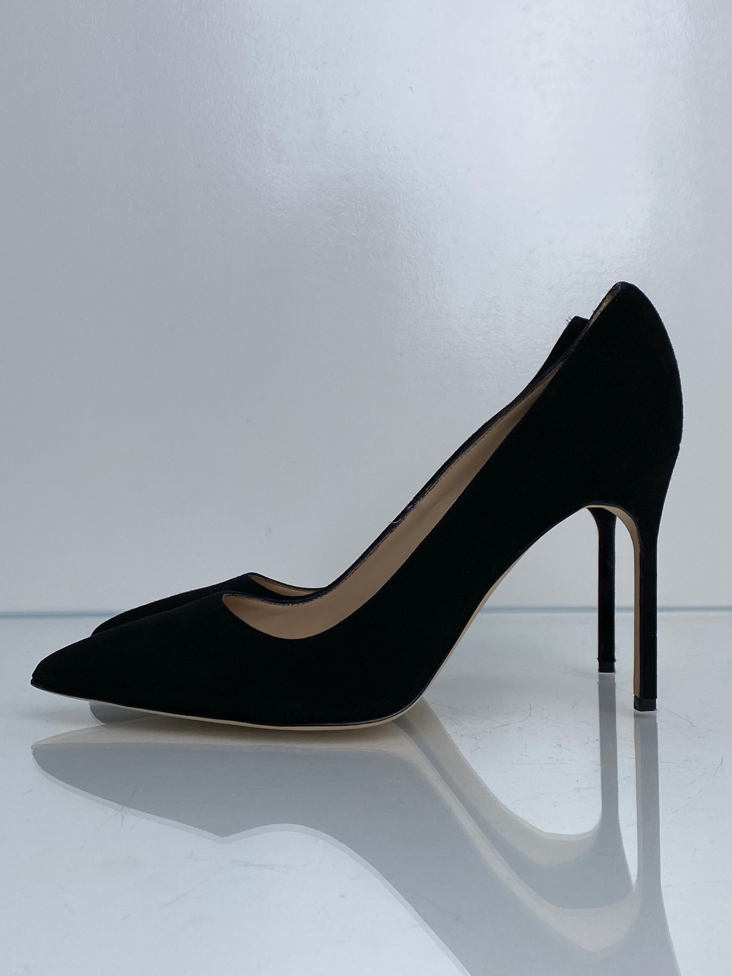 Manolo Blahnik Black Suede Heels, 42