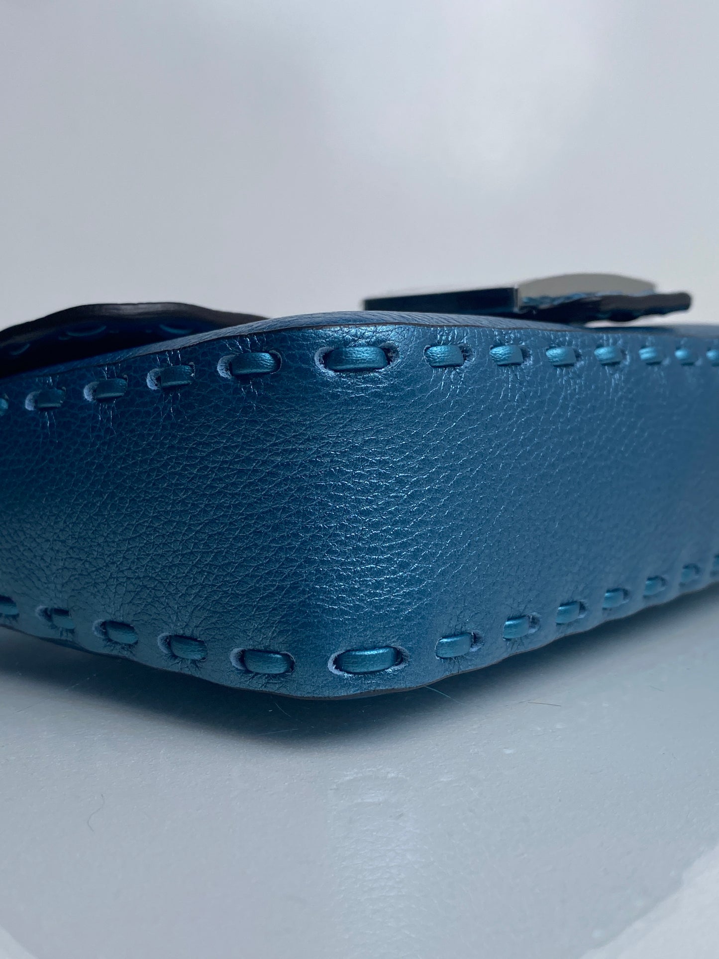 Fendi Teal Mini Salleria Baguette Iridescent SHW