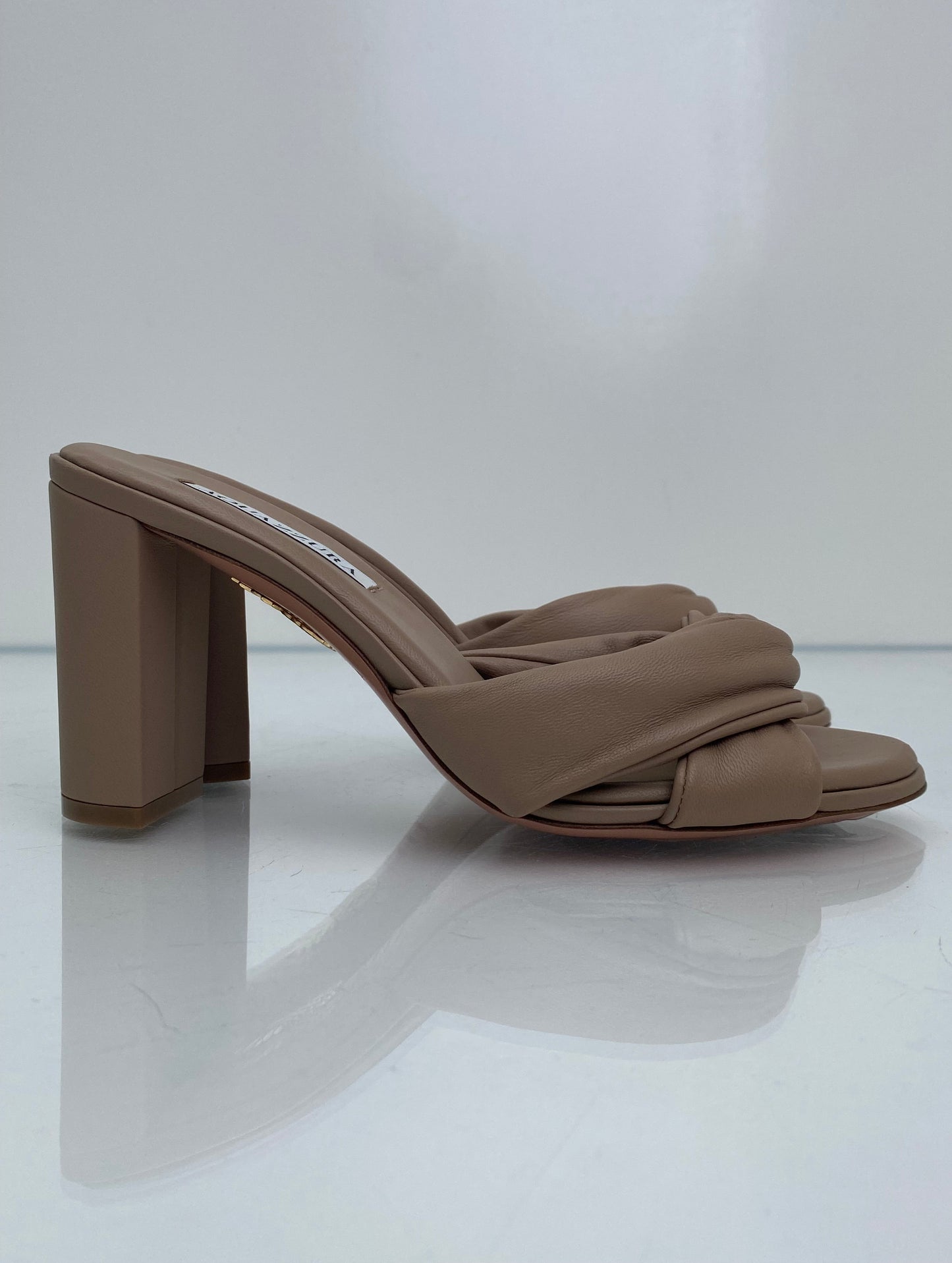 Aquazzura Nude Knot Heels, 37.5