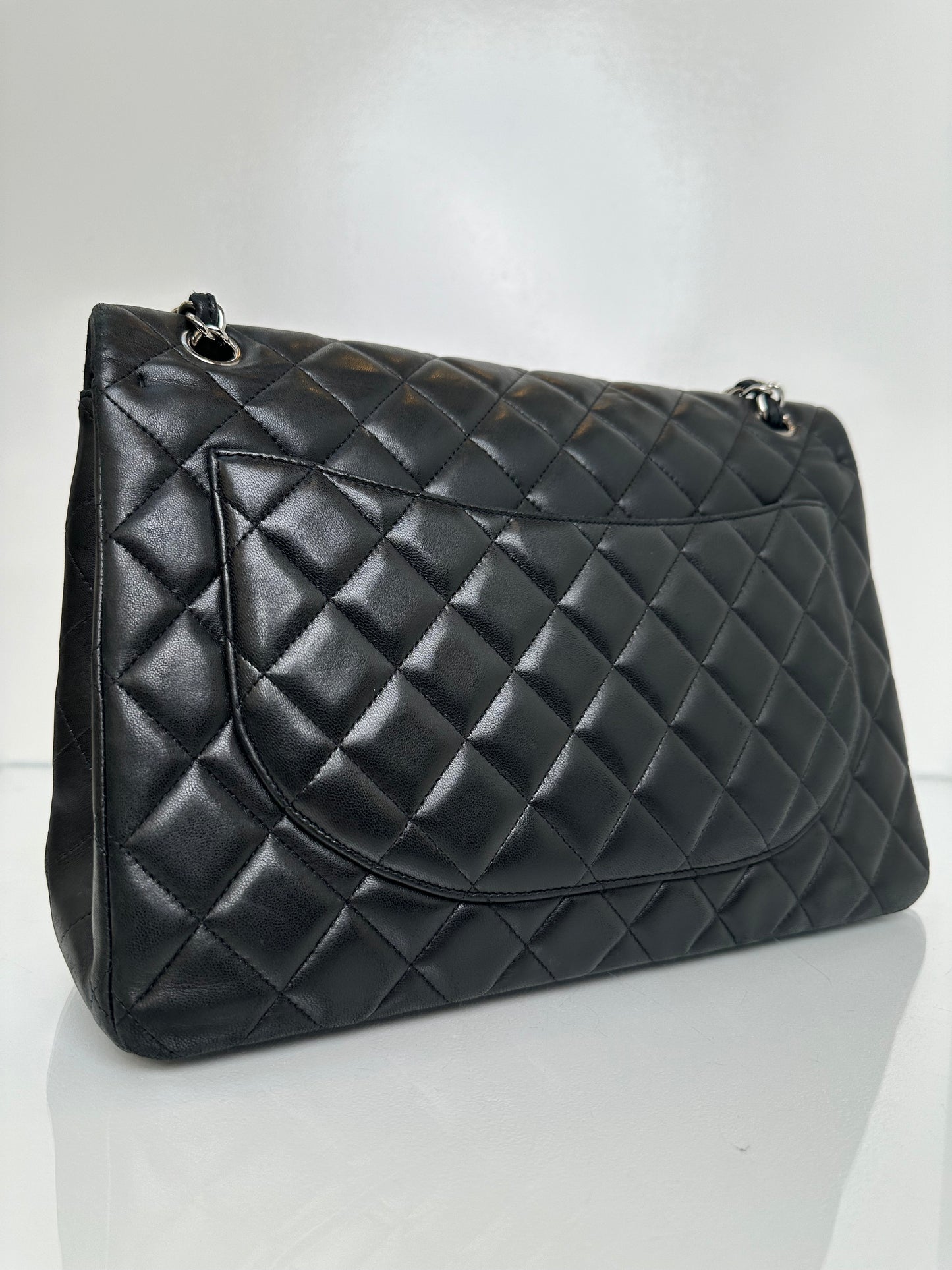 Chanel Black Lambskin Double Flap SHW