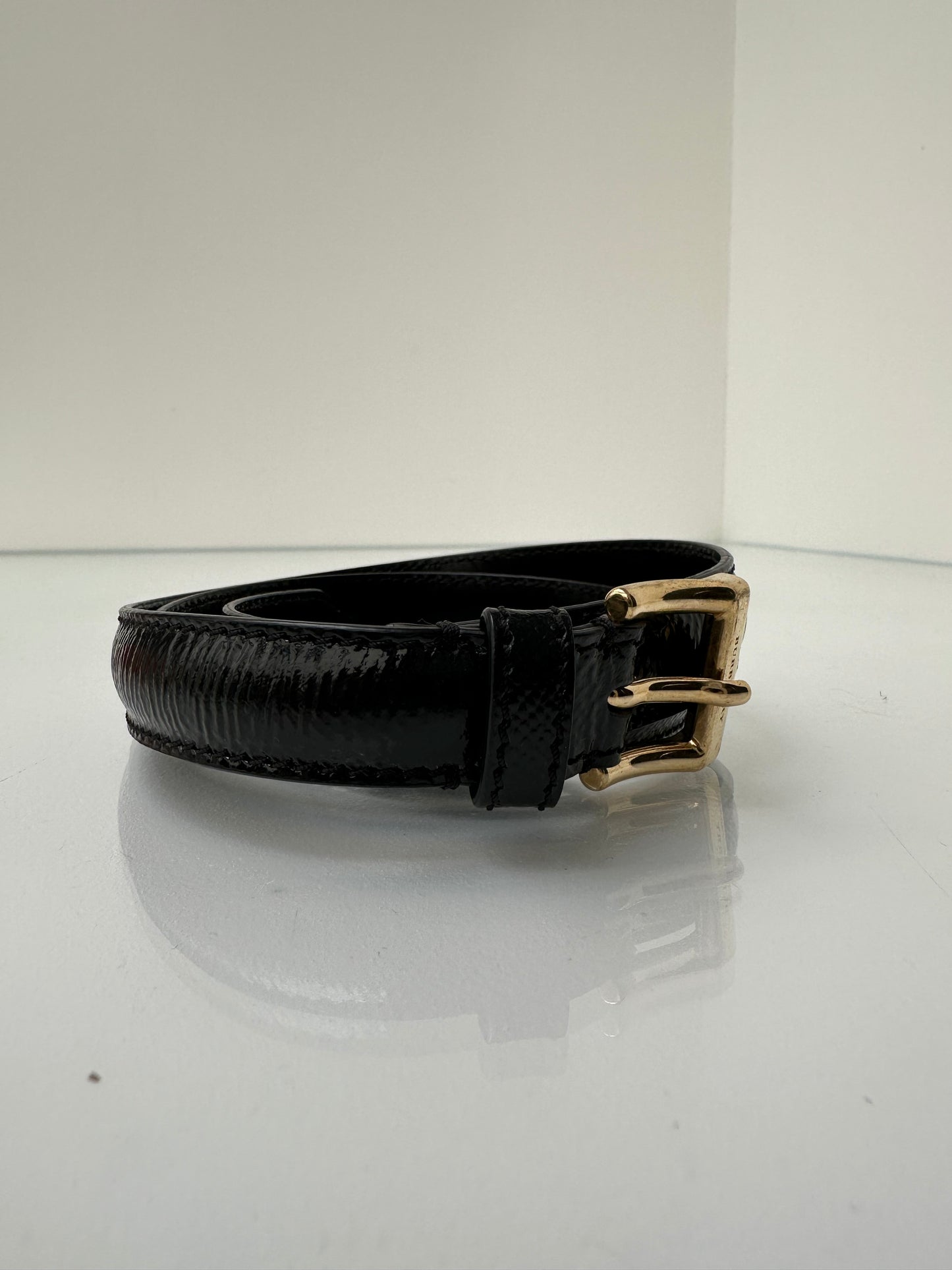 Burberry Patent Black Leather Belt 70