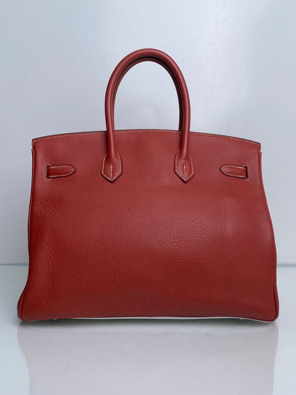Hermes Birkin 35 Eclat Sanguine / White Clemence Clemence PHW #O