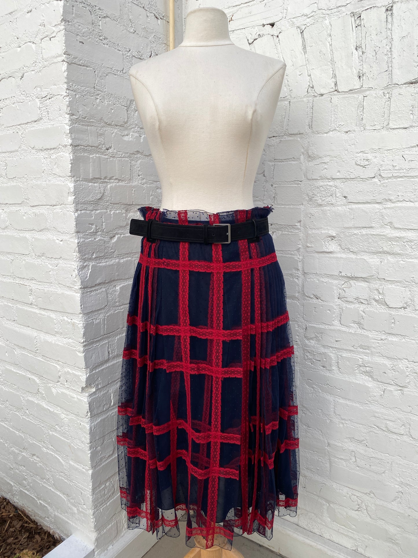 Dior Navy & Red Tulle Skirt, 40