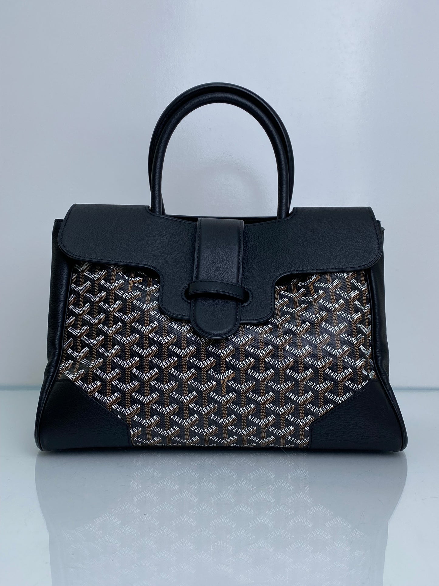 Goyard Black Goyardine Saigon Tote Bag SHW
