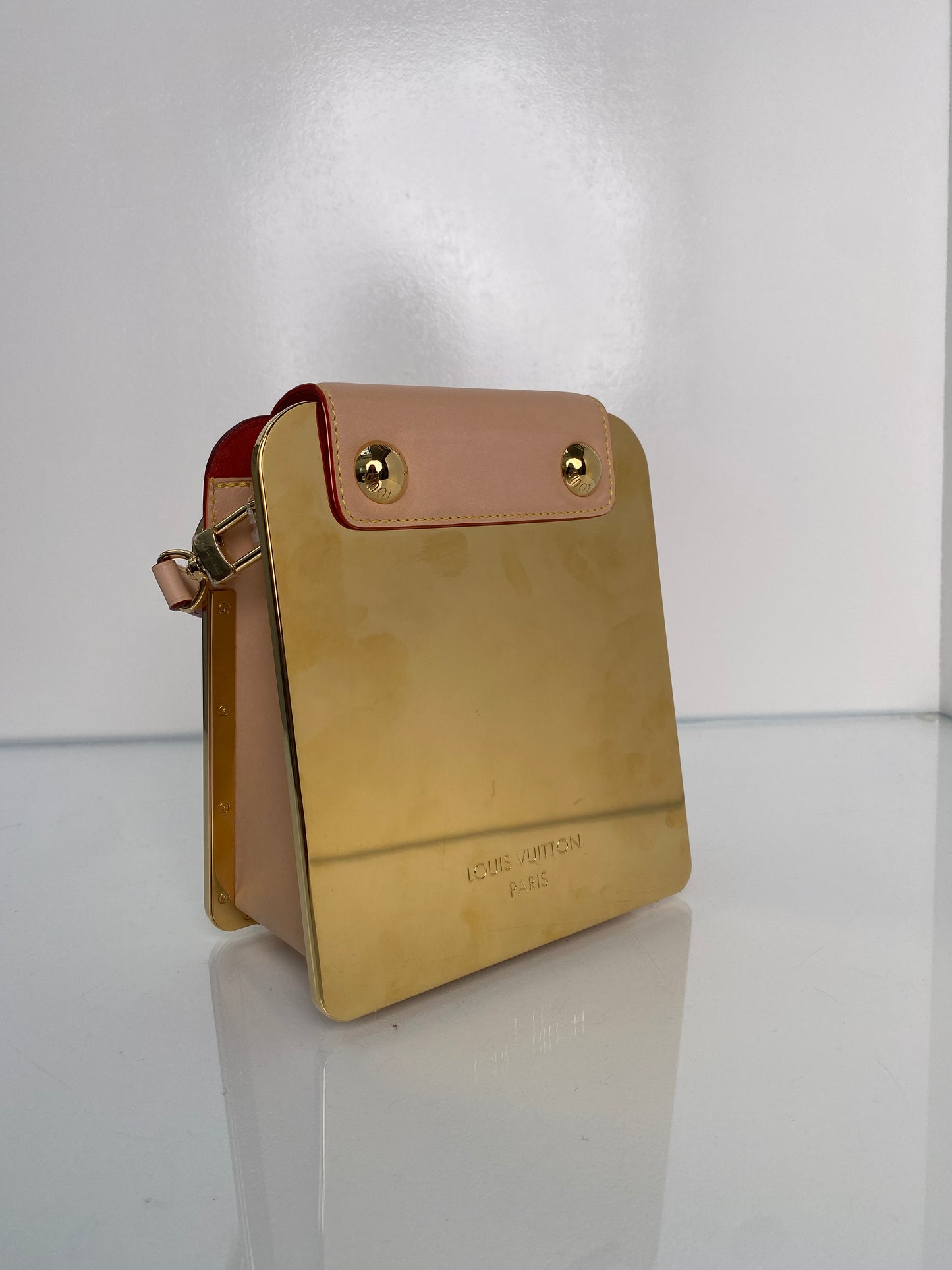 Louis Vuitton Gold Metal & Leather Fastener Bag