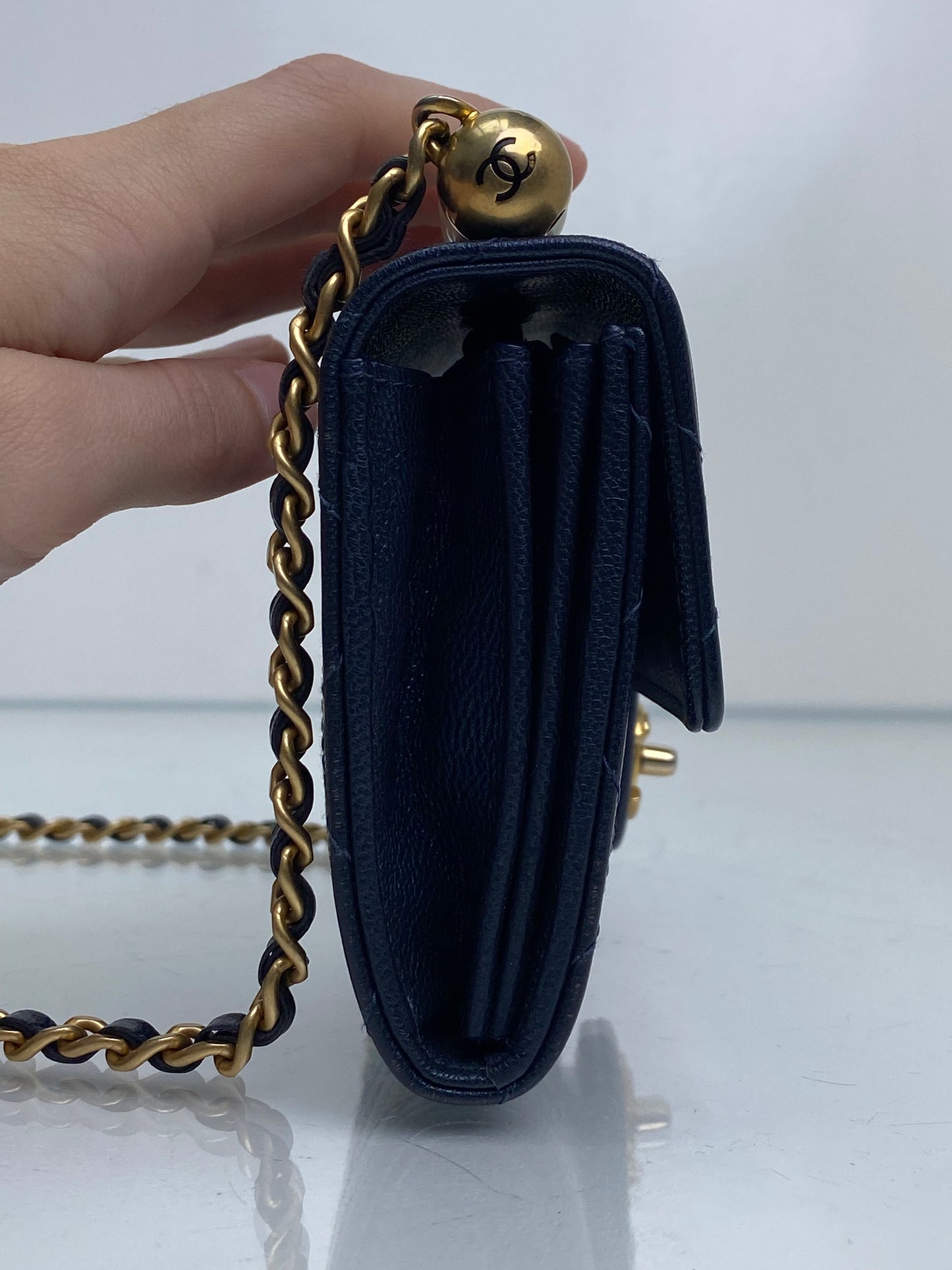 Chanel Vintage Black Lambskin Chic Pearl Clutch GHW