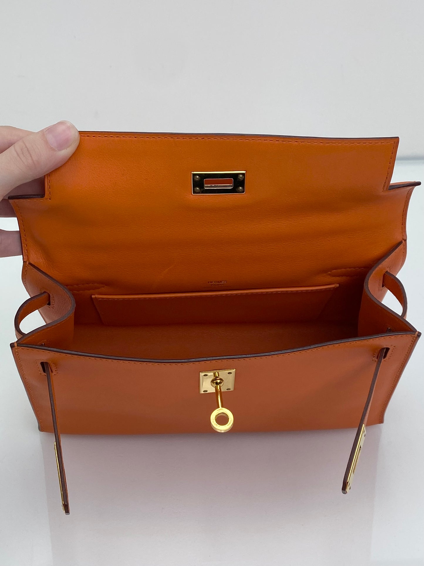 Hermes Kelly Pochette Orange Swift GHW #N