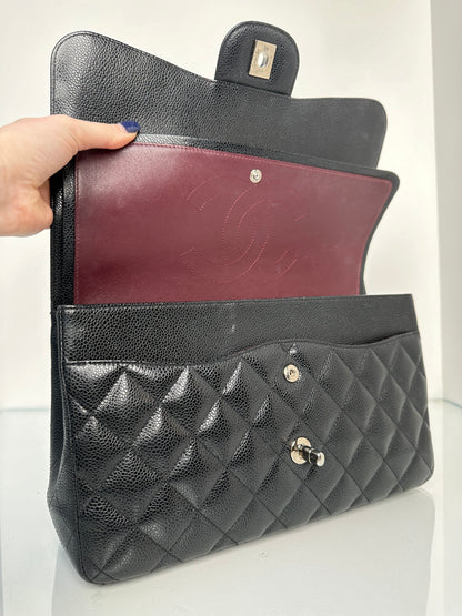 Chanel Jumbo Double Flap Black Caviar SHW