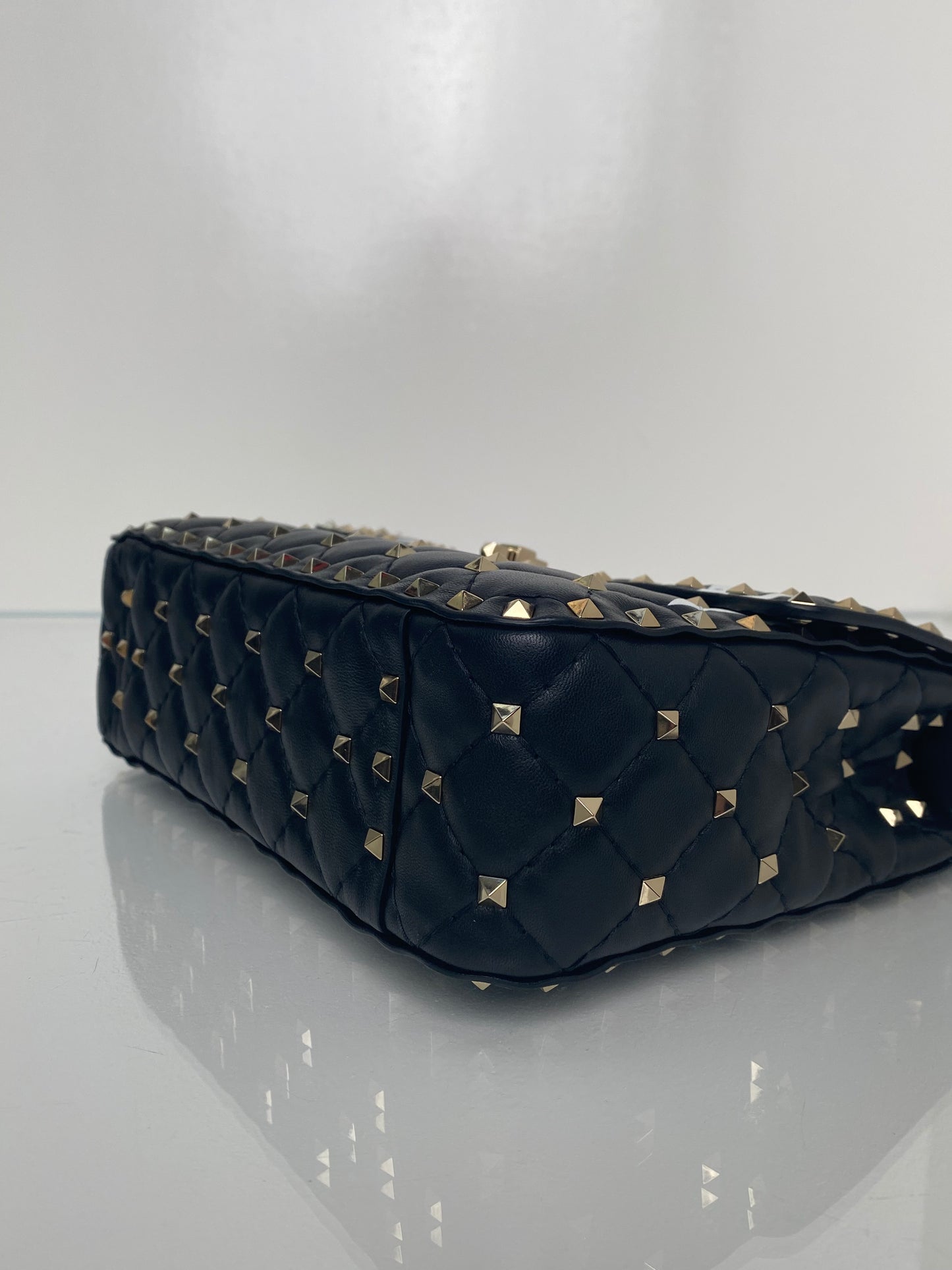 Valentino Black & White "VLTN" Rockstud Top Handle Crossbody Bag GHW