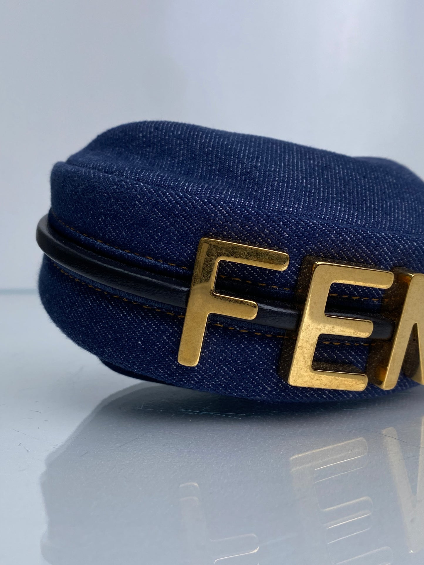 Fendi Blue Denim Fendigraphy Nano Bag / Charm GHW