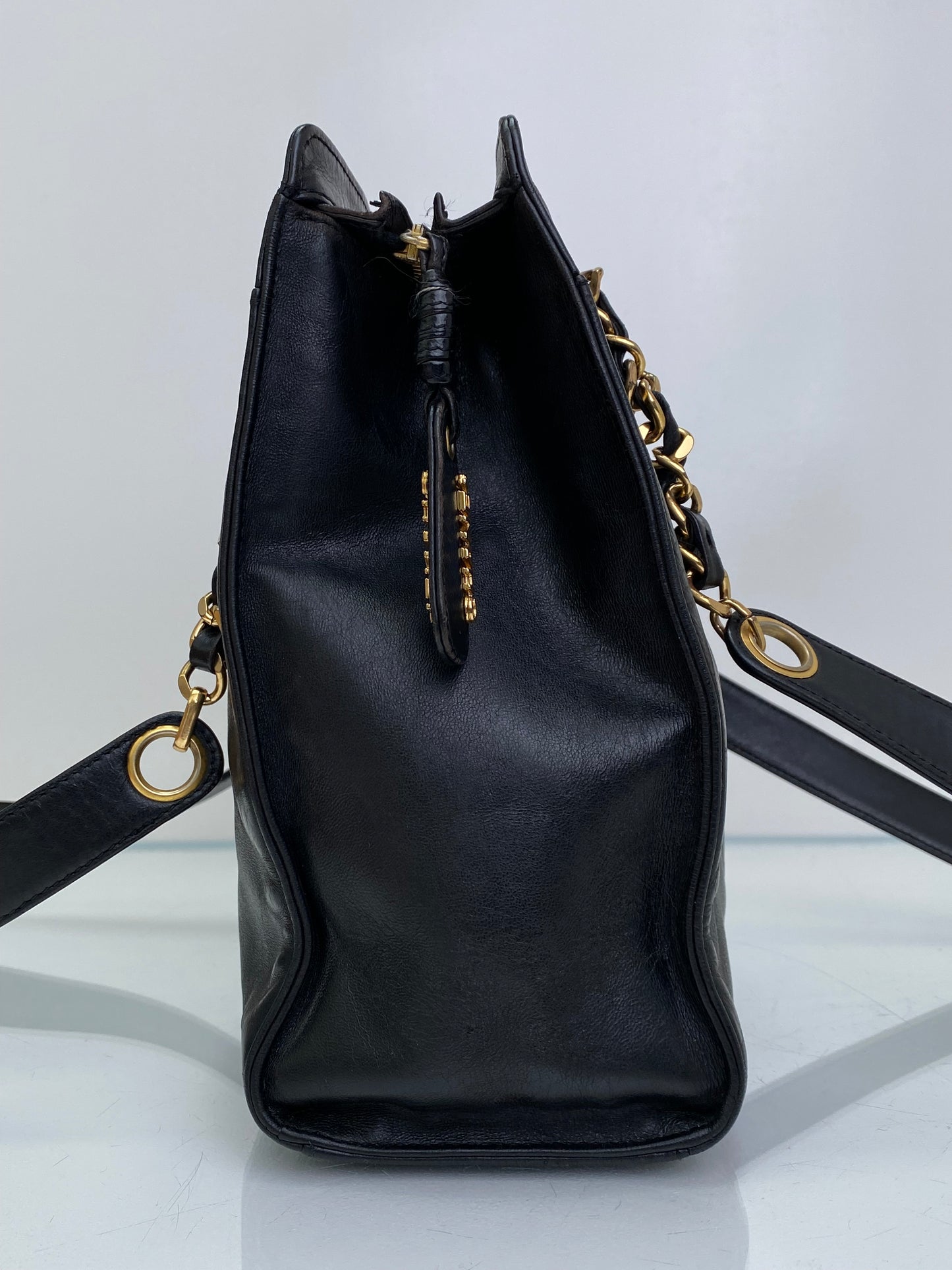 Chanel Vintage Black CC Timeless Square Tote GHW