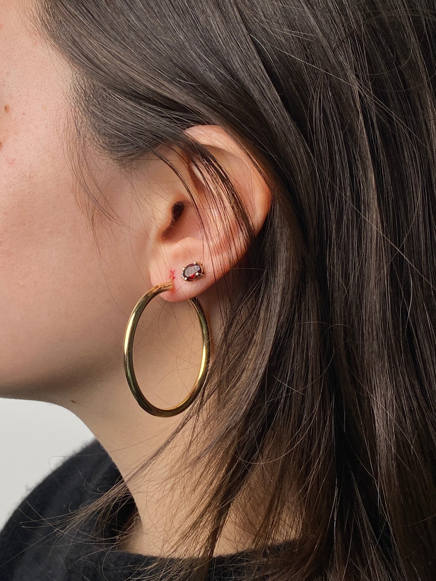 14KY Large Pierced Hoop Earrings