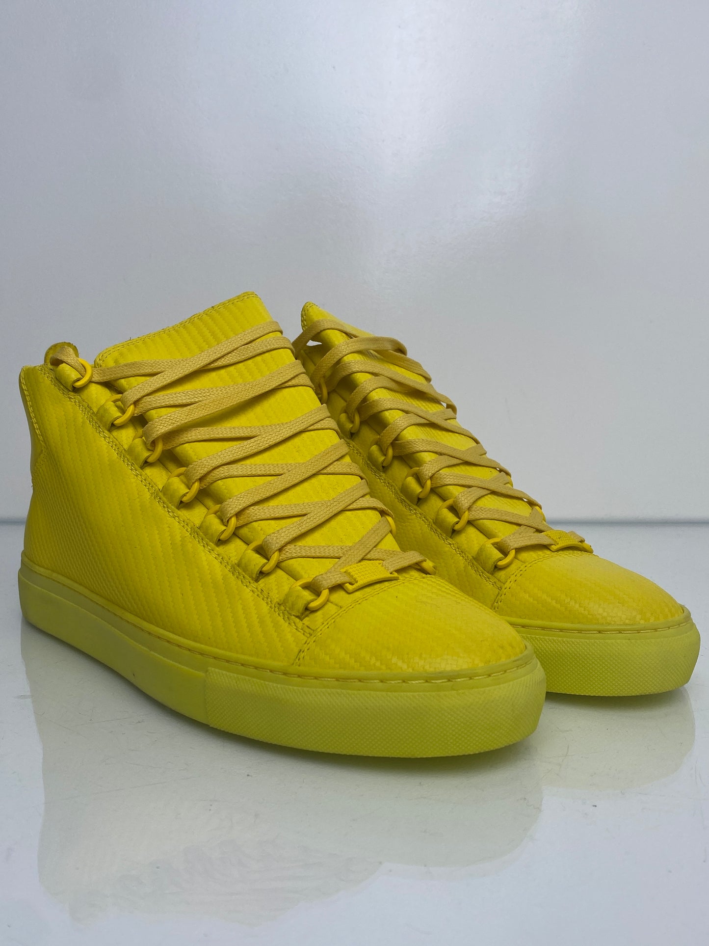 Balenciaga Yellow Arena Leather High-Top Sneakers, 42