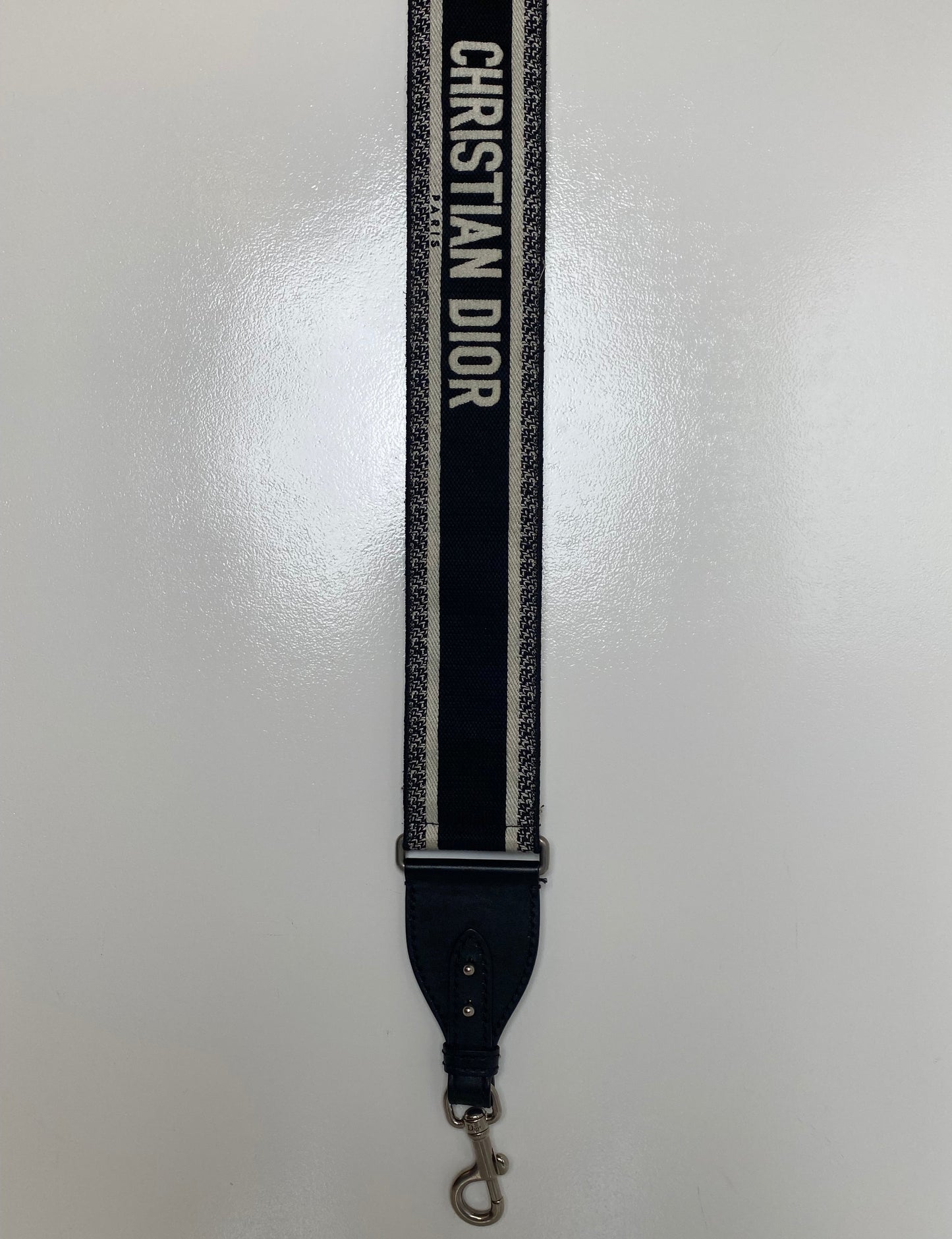 Dior Black & White "Christian Dior" Bag Strap SHW