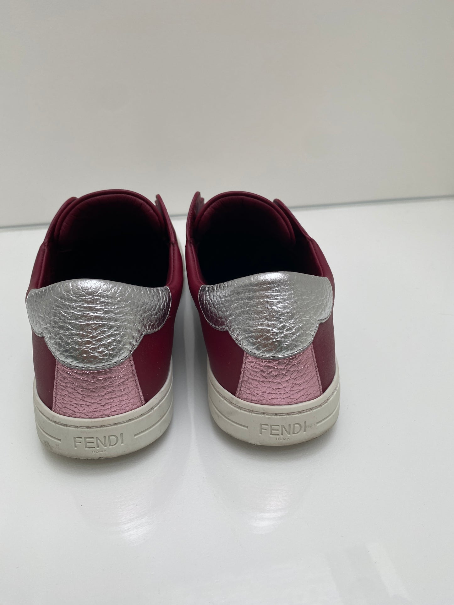 Fendi Red Leather Slip On Sneakers 37