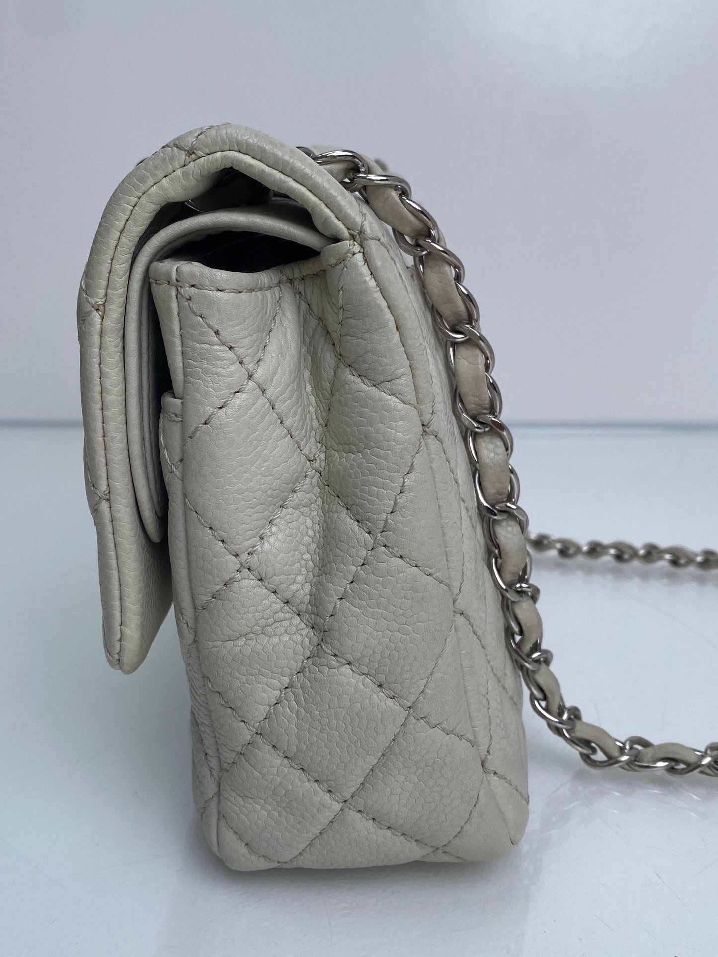 Chanel Ivory Medium Caviar Classic Double Flap SHW