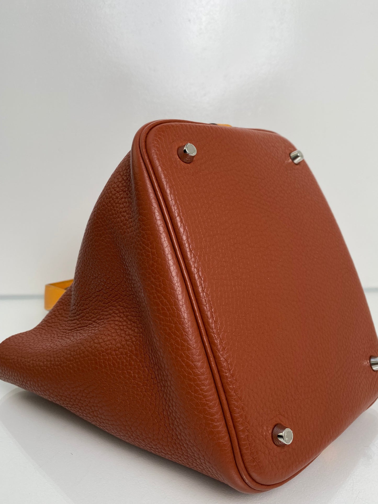 Hermes Picotin MM Cuivre / Jaune D'or Clemence PHW #X