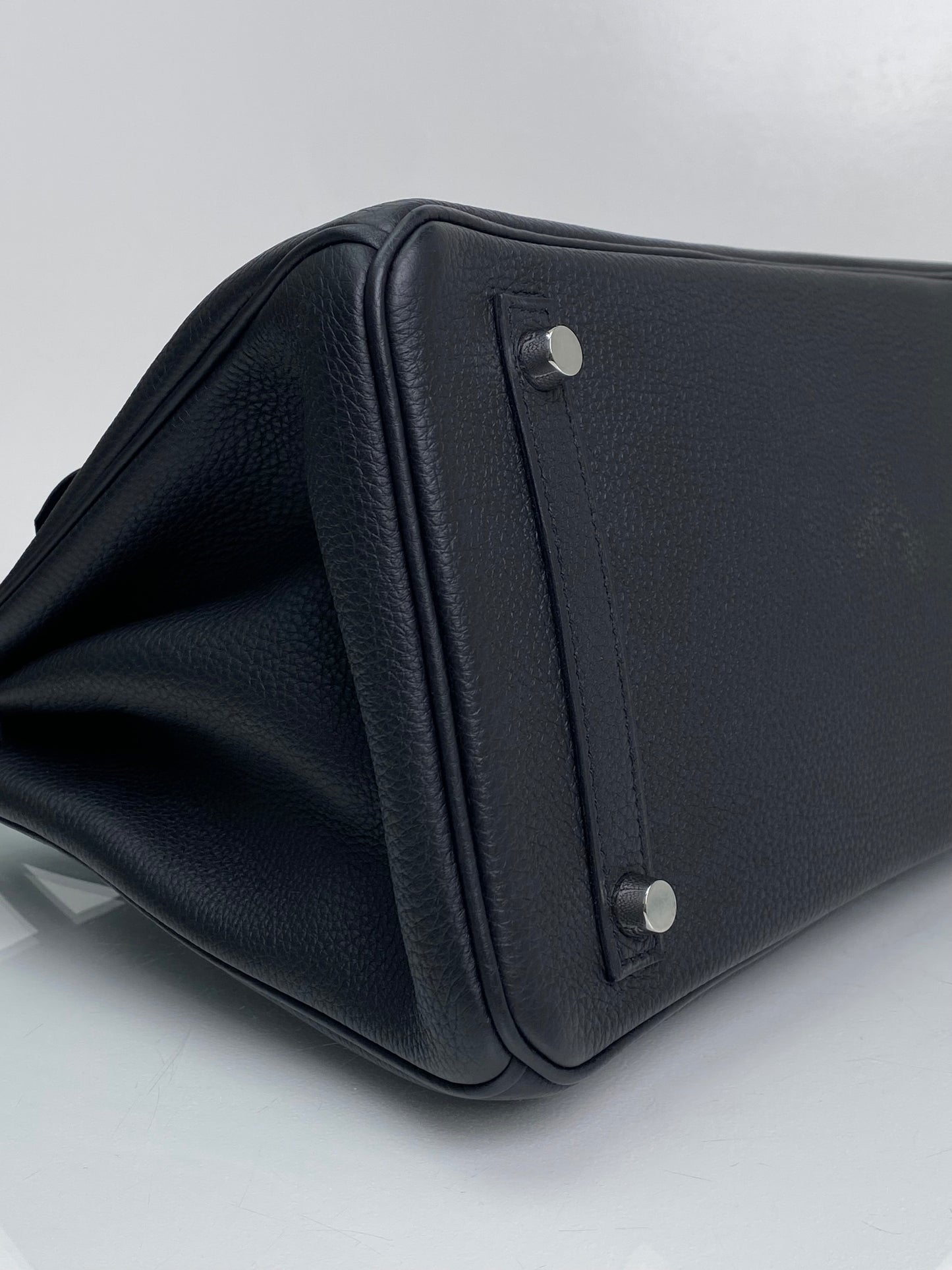 Hermes Birkin 30 Black Clemence PHW #Y