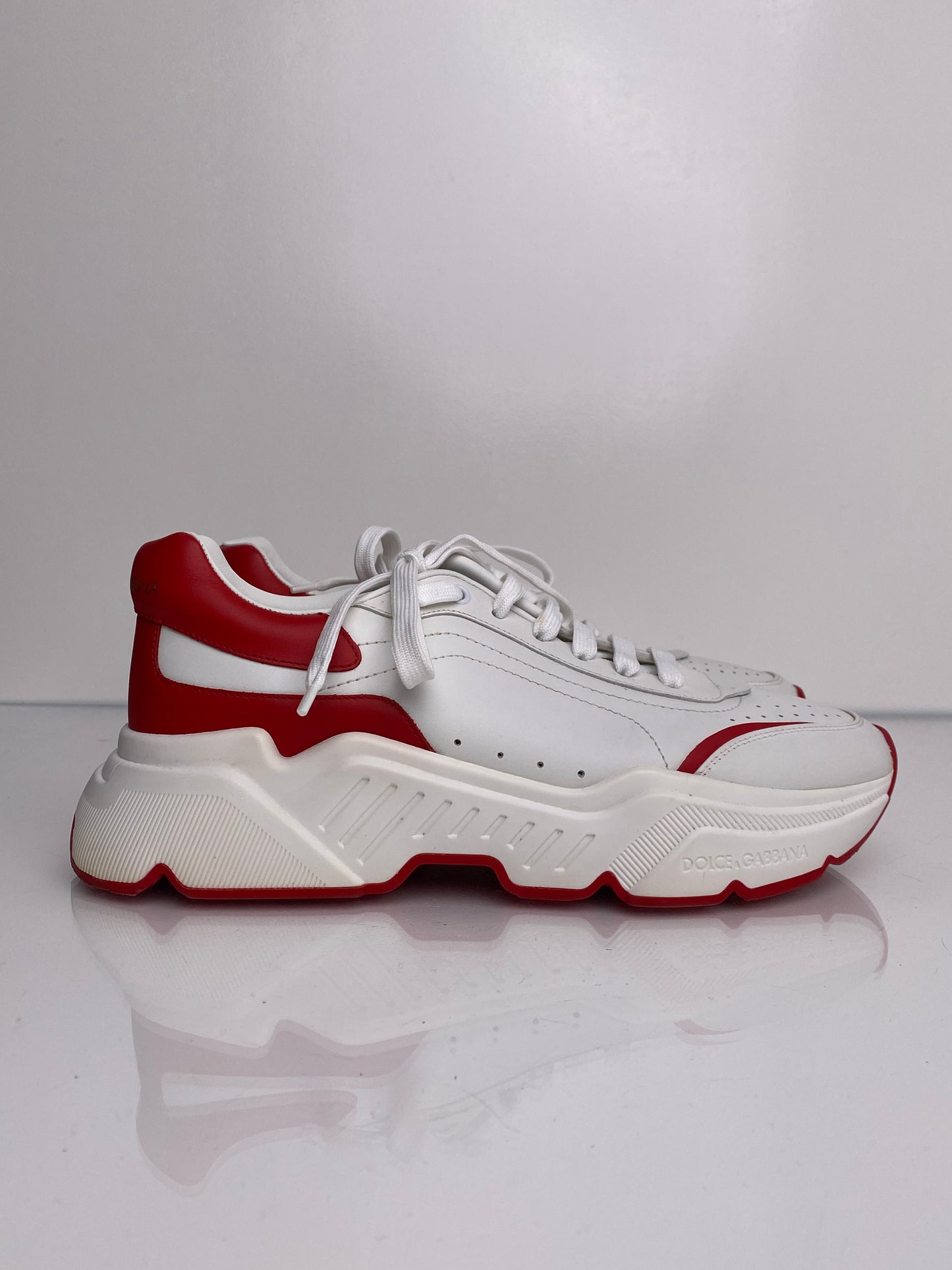 Men's Dolce & Gabbana White & Red Sneakers, 9