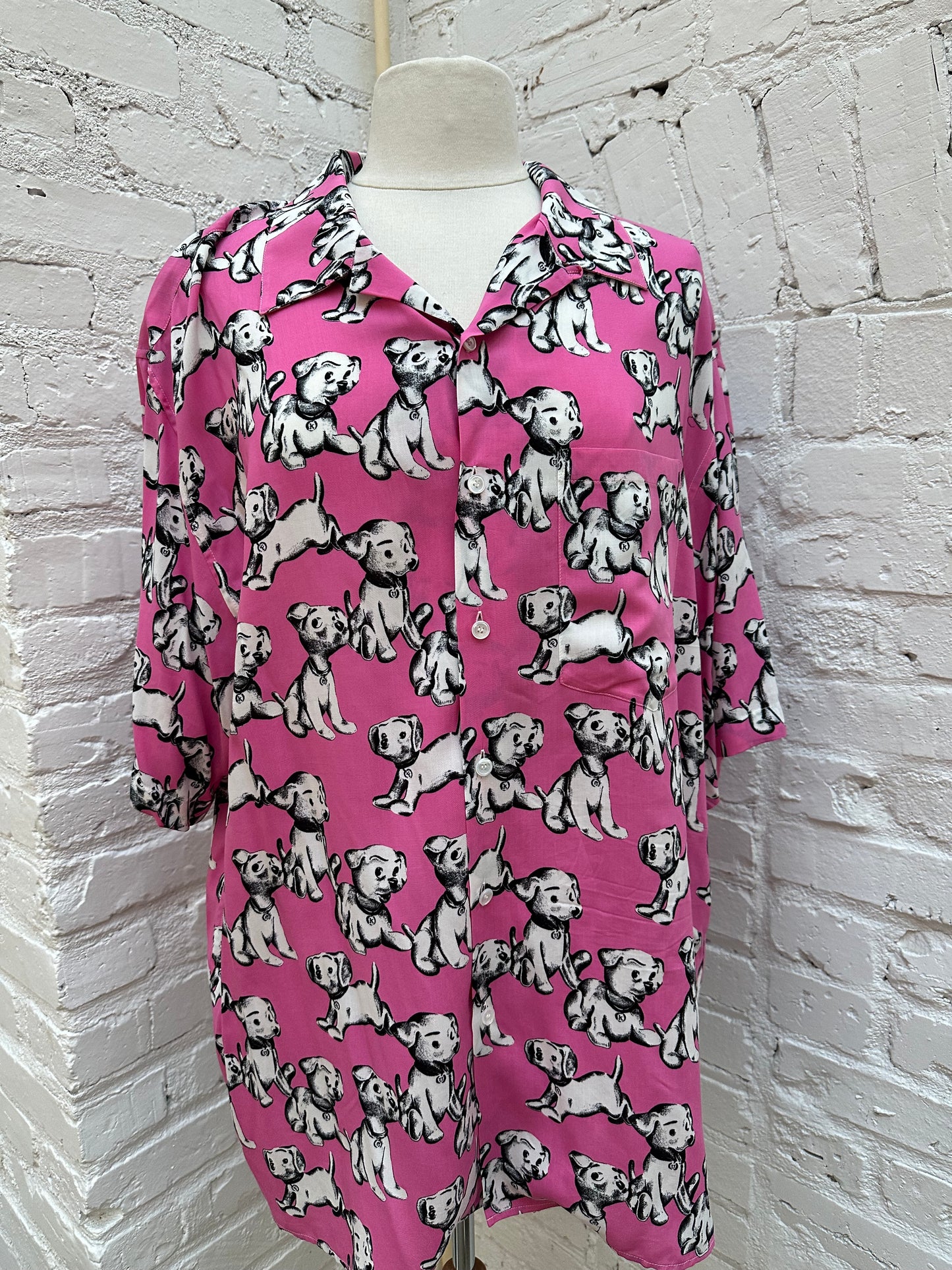 Celine Pink Puppy Button Down Shirt 39