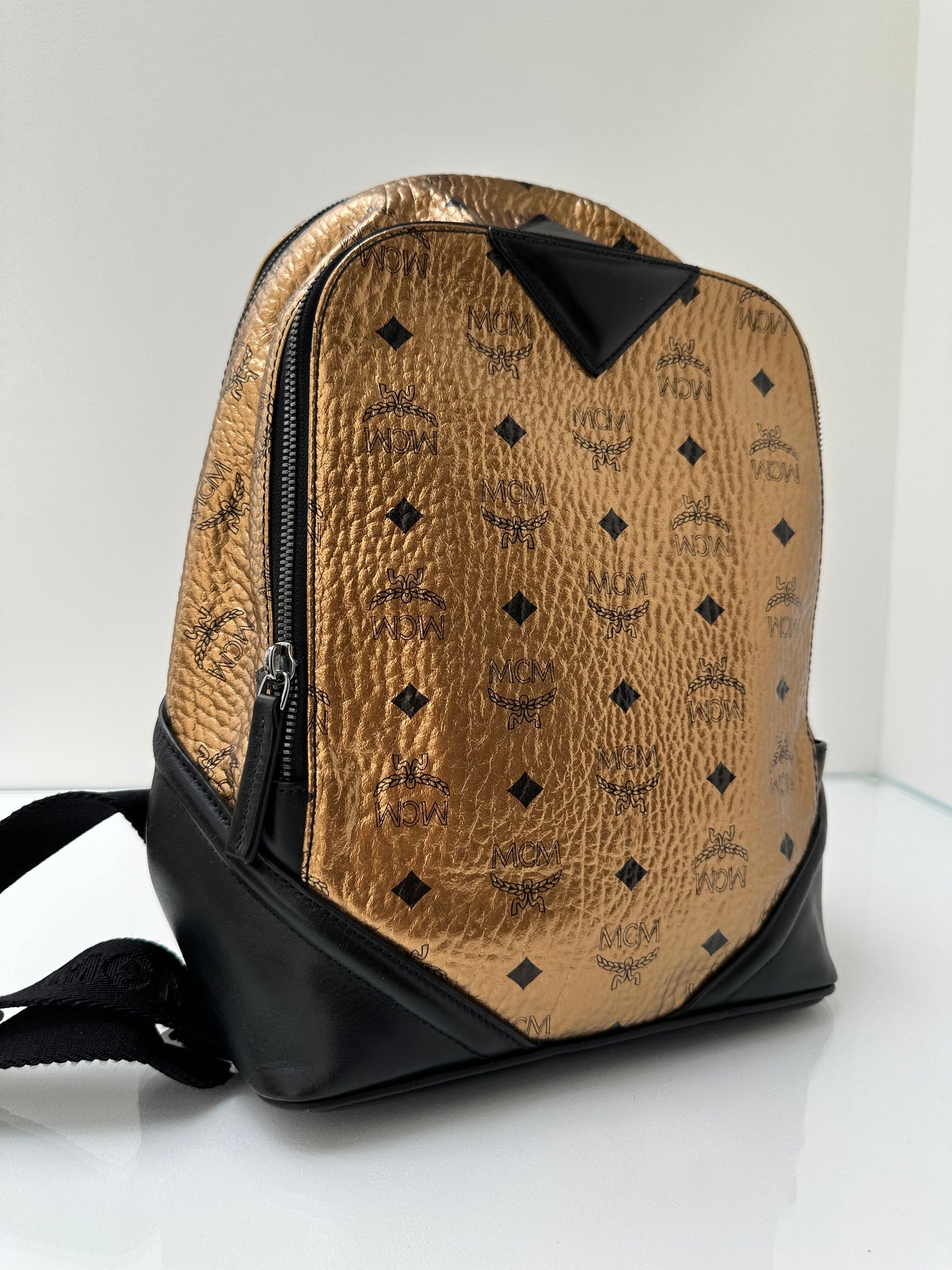 MCM Gold and Black Backpack