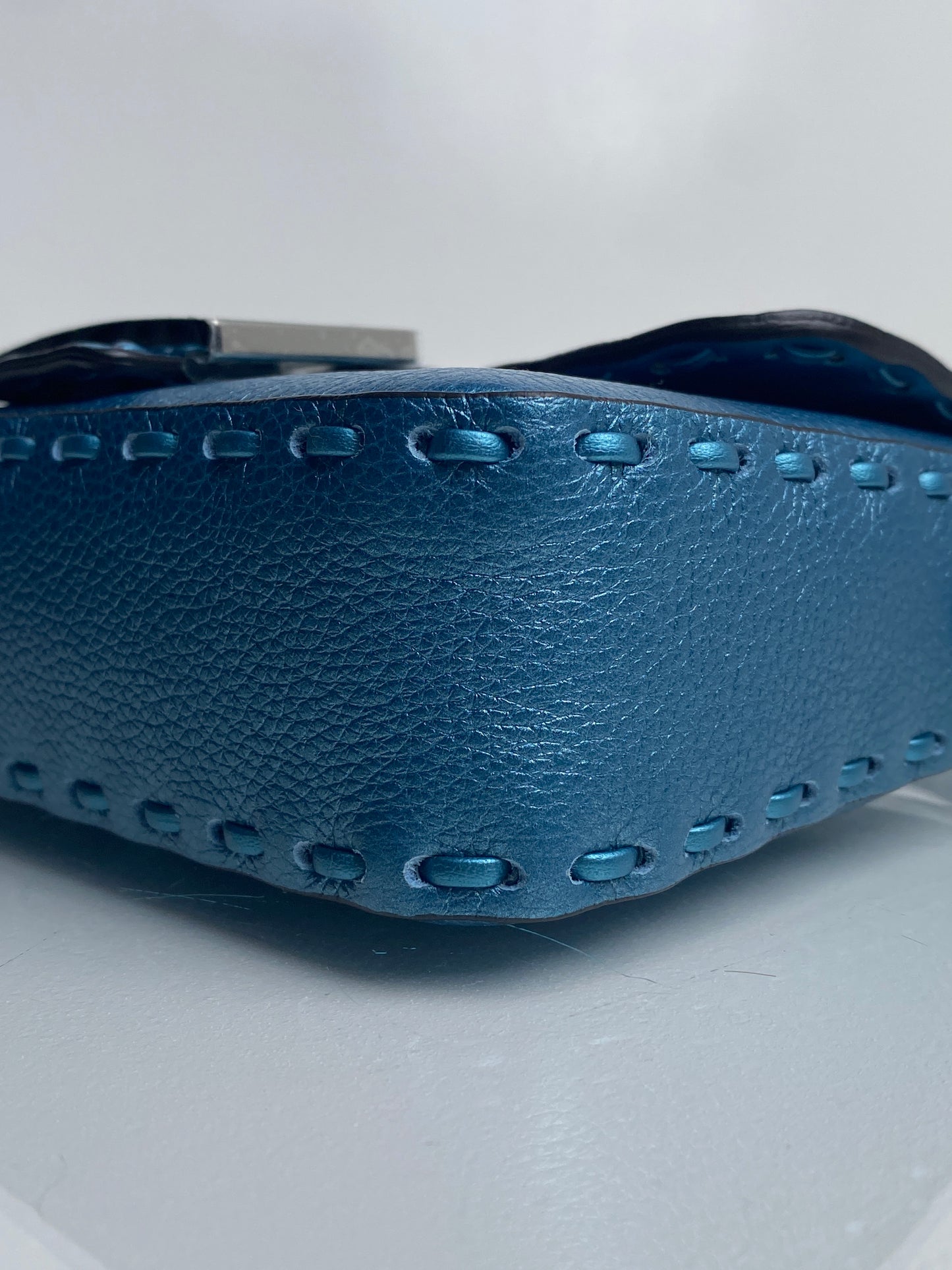 Fendi Teal Mini Salleria Baguette Iridescent SHW