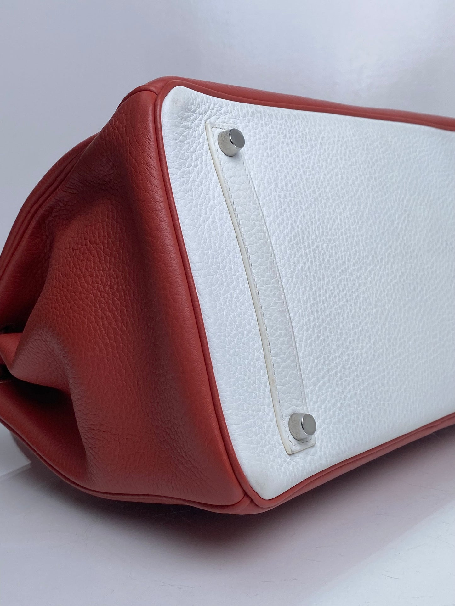 Hermes Birkin 35 Eclat Sanguine / White Clemence Clemence PHW #O