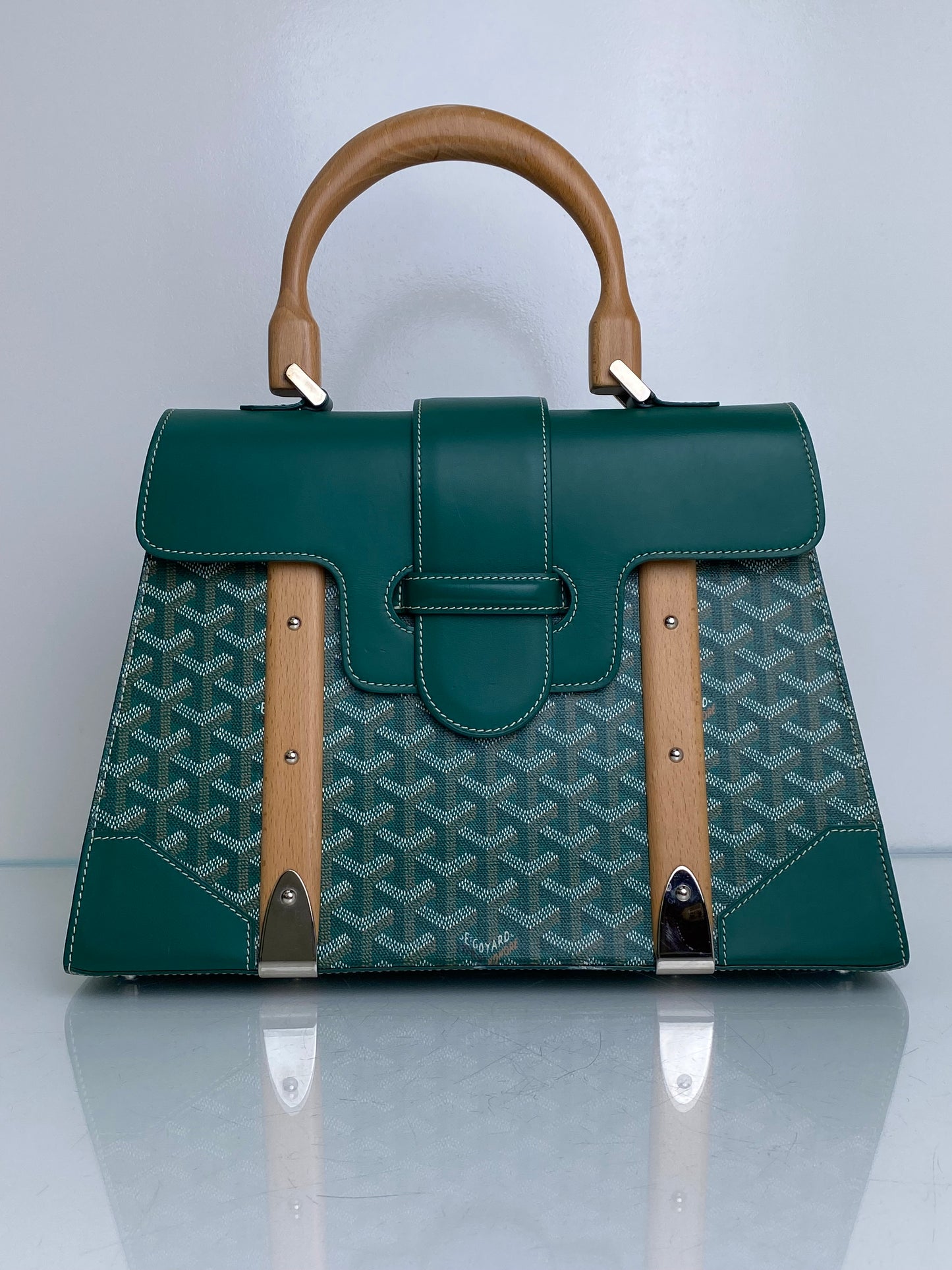Goyard Green & Tan Saigon GM Tote Bag SHW