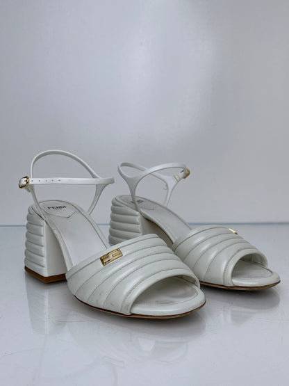 Fendi FF White Platform Heels, 39