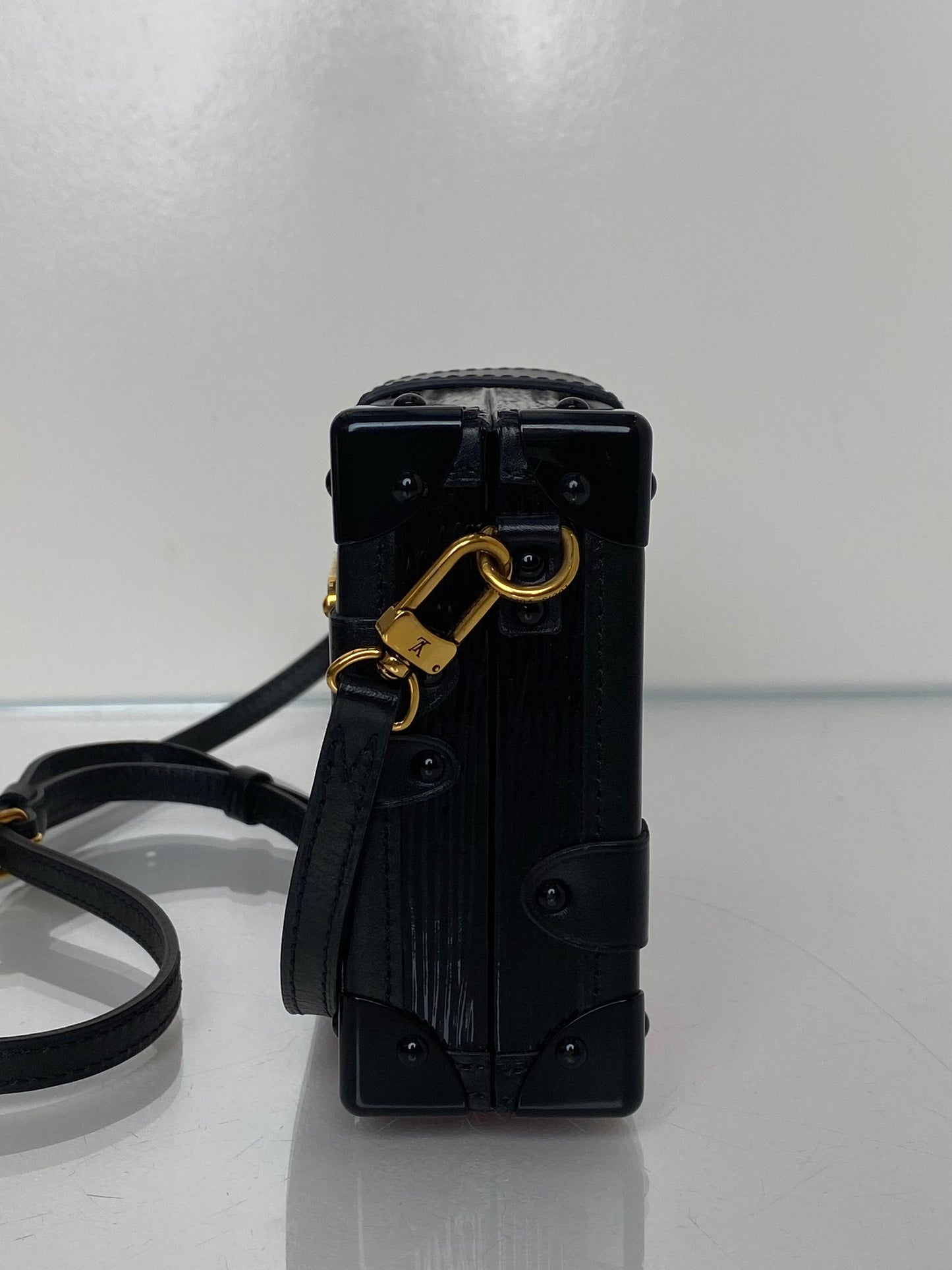 Louis Vuitton Red Epi and Black Petite Malle Trunk Crossbody Bag GHW