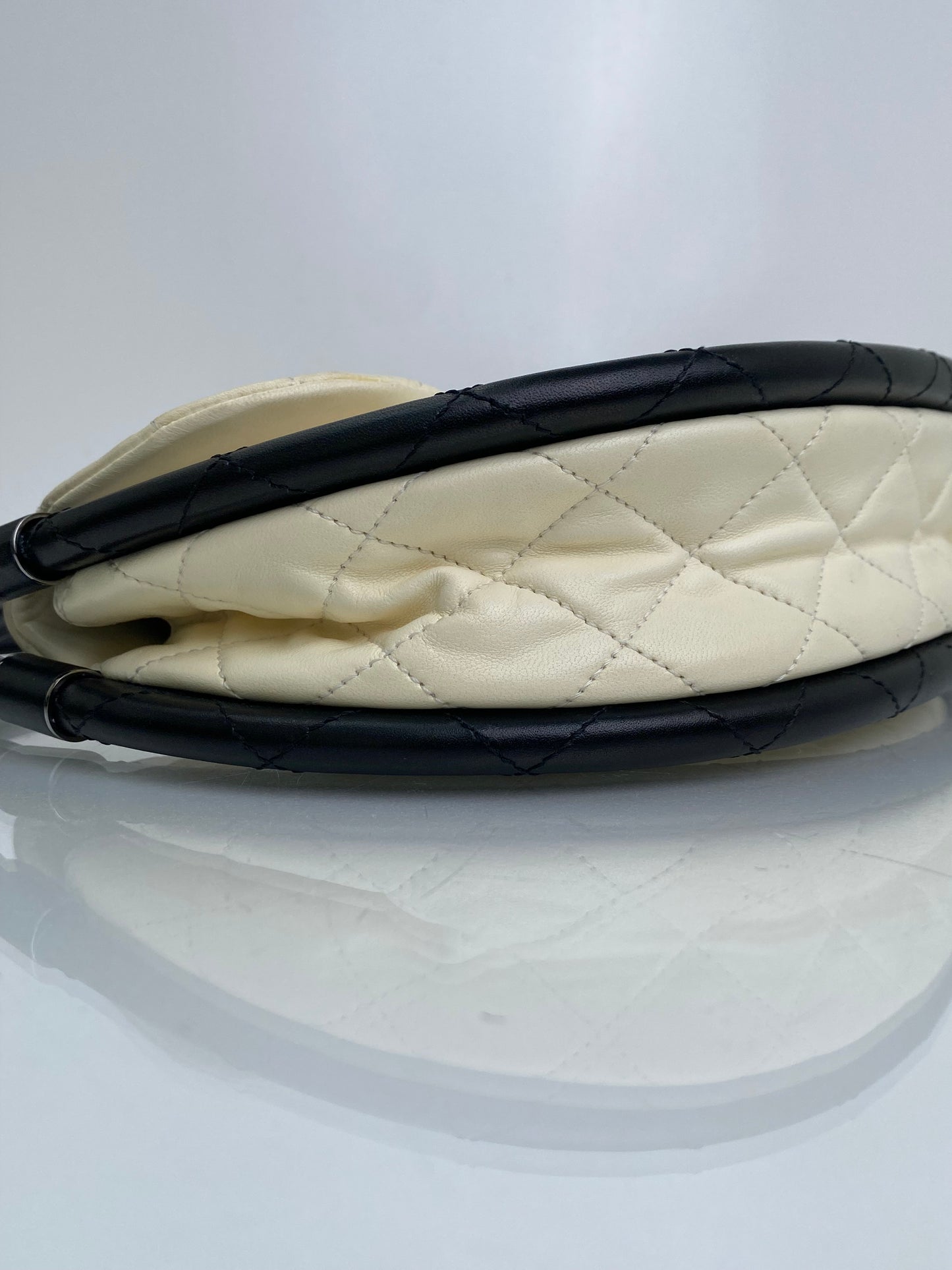 Chanel White & Black Lambskin Hula Hoop Bag SHW