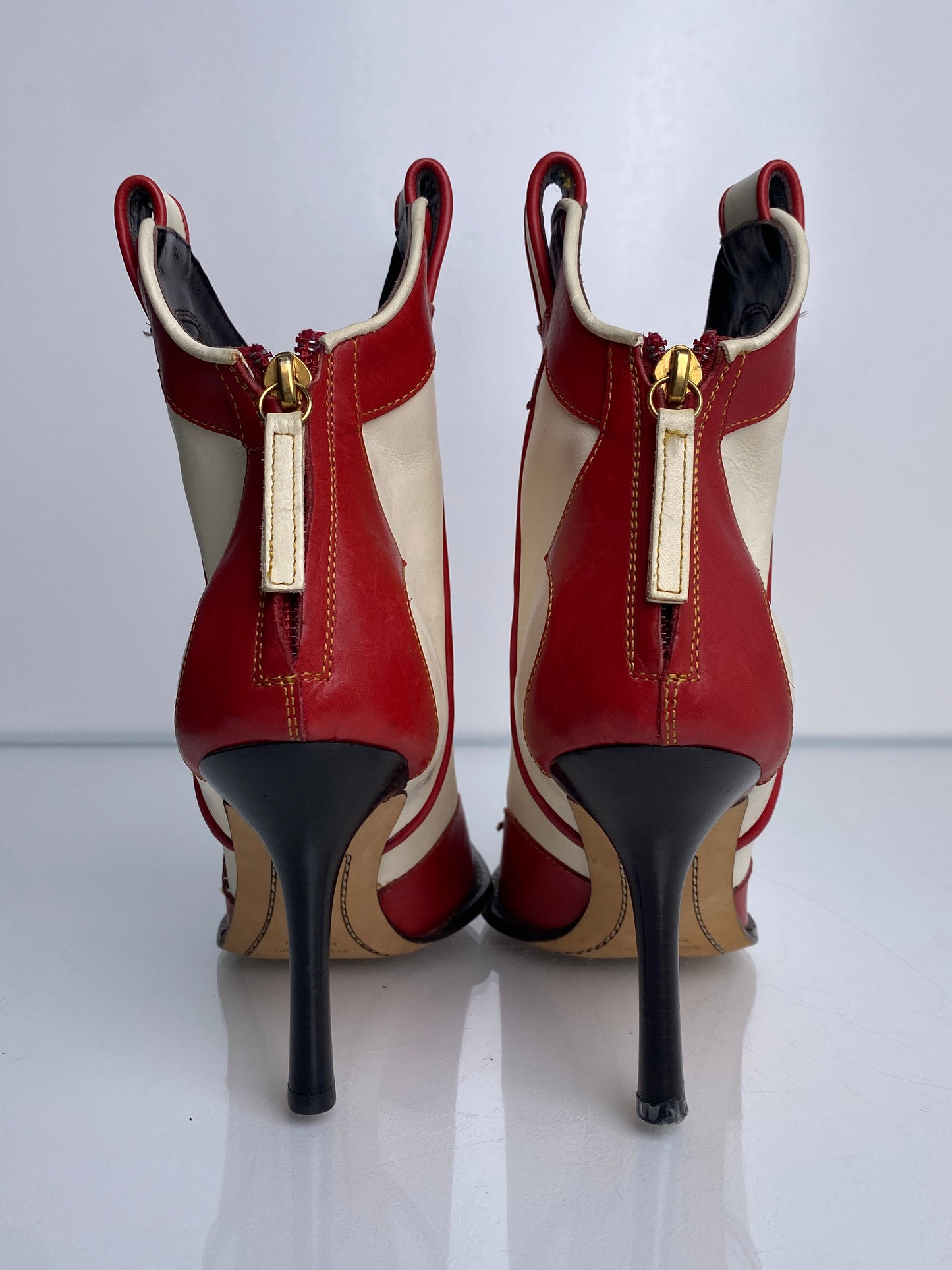 D Squared Red & White Cowboy Boots, 39