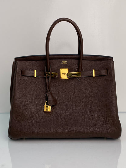 Hermes Birkin 35 Chocolate Togo GHW #Q