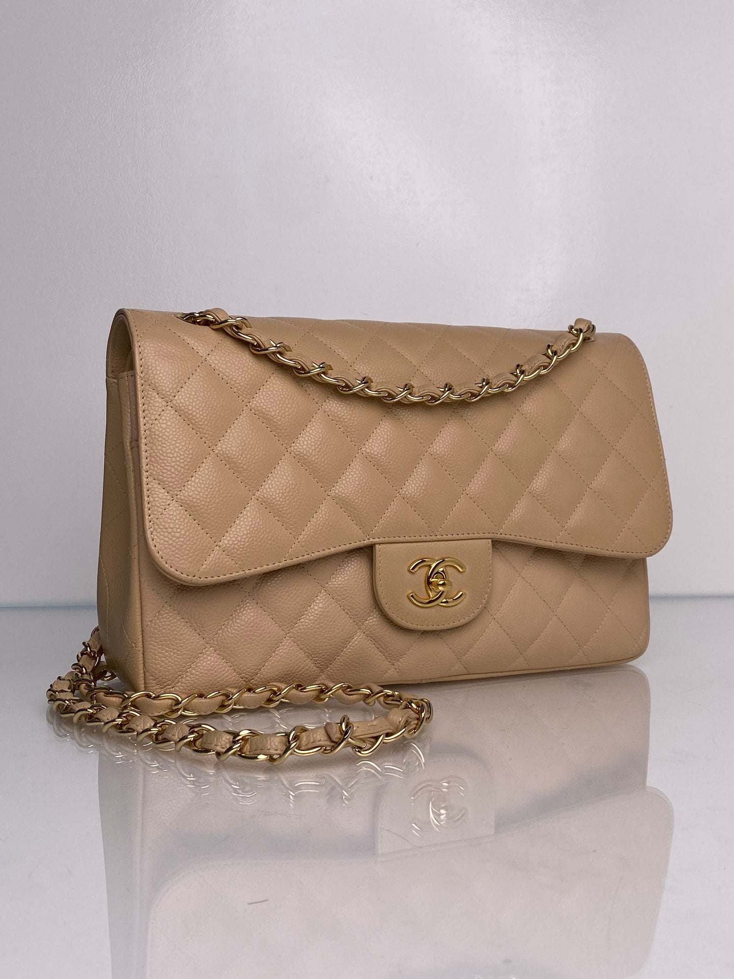 Chanel Jumbo Double Flap Beige Caviar GHW #17