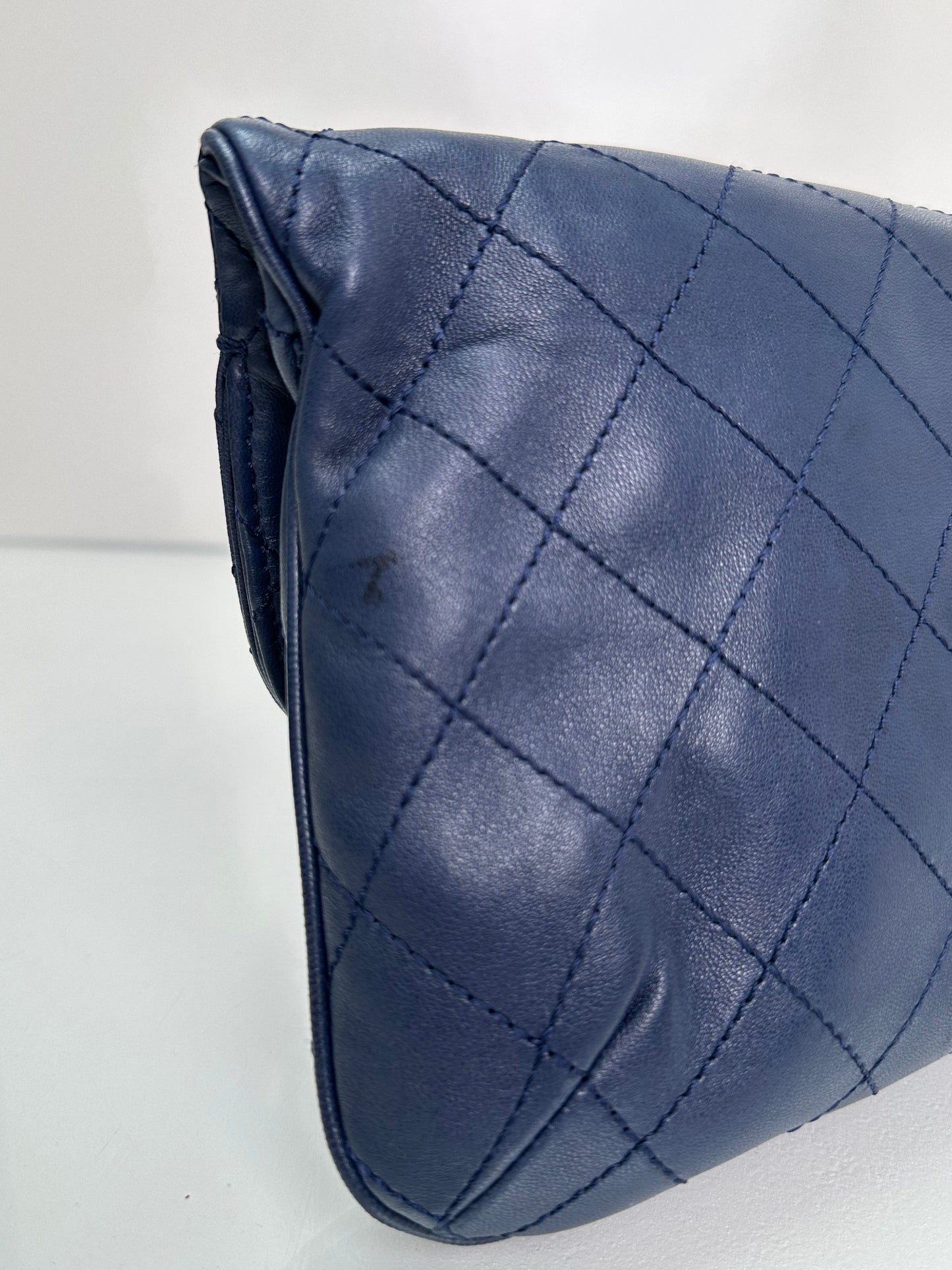 Chanel Blue Lambskin Quilted CC Clutch SHW #14