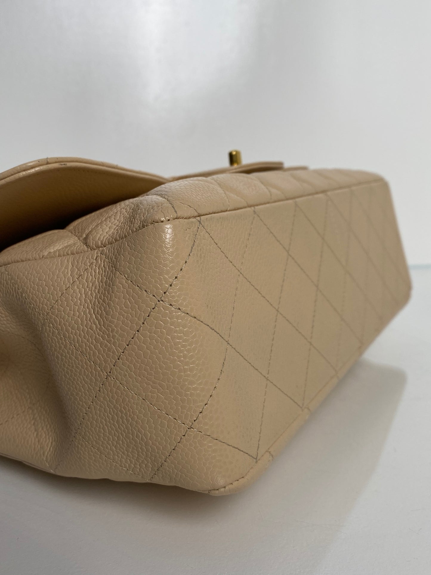 Chanel Beige Caviar Single Flap Bag GHW #13