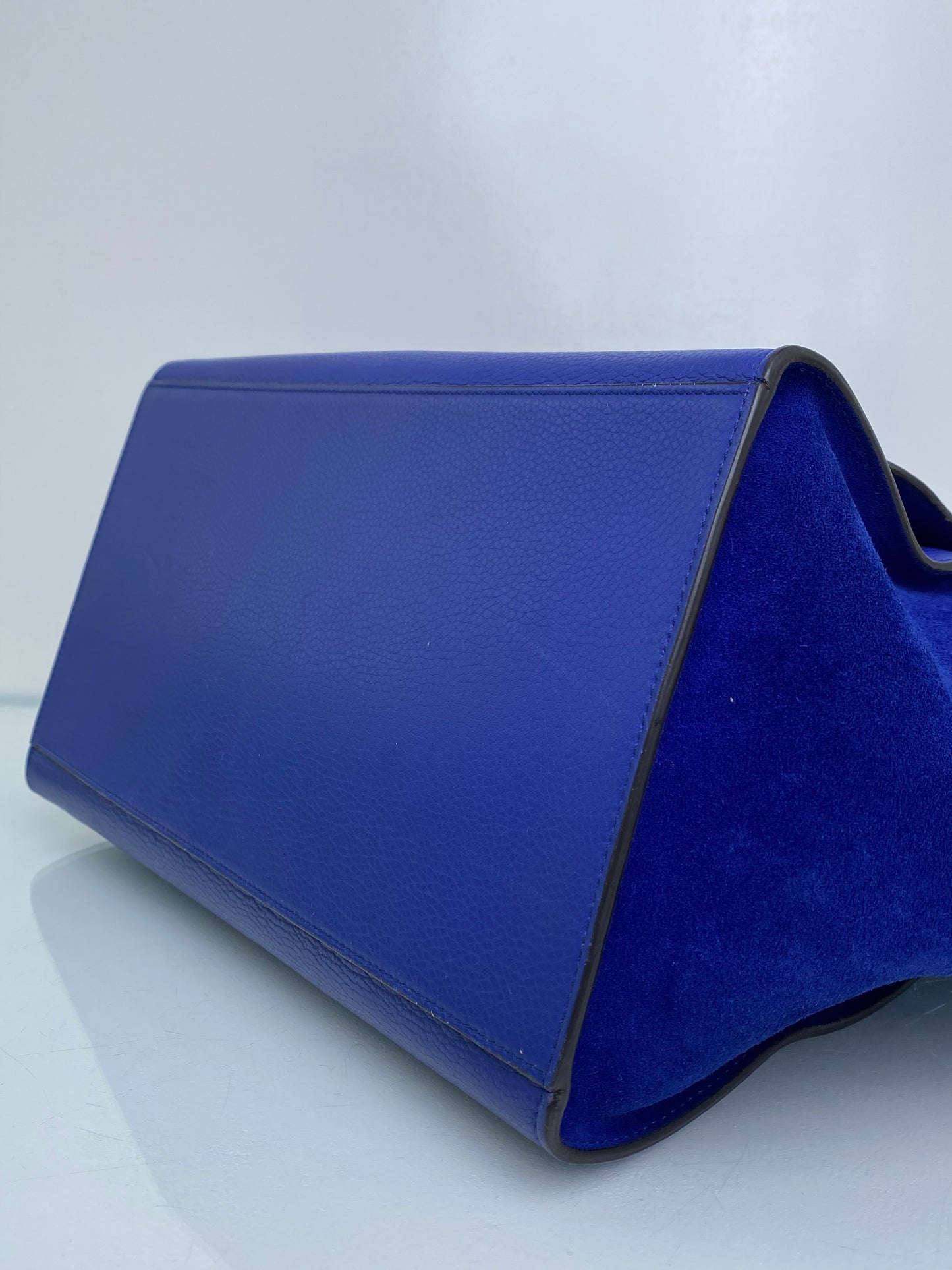 Celine Royal Blue Calfkin Leather Medium Trapeze Bag GHW