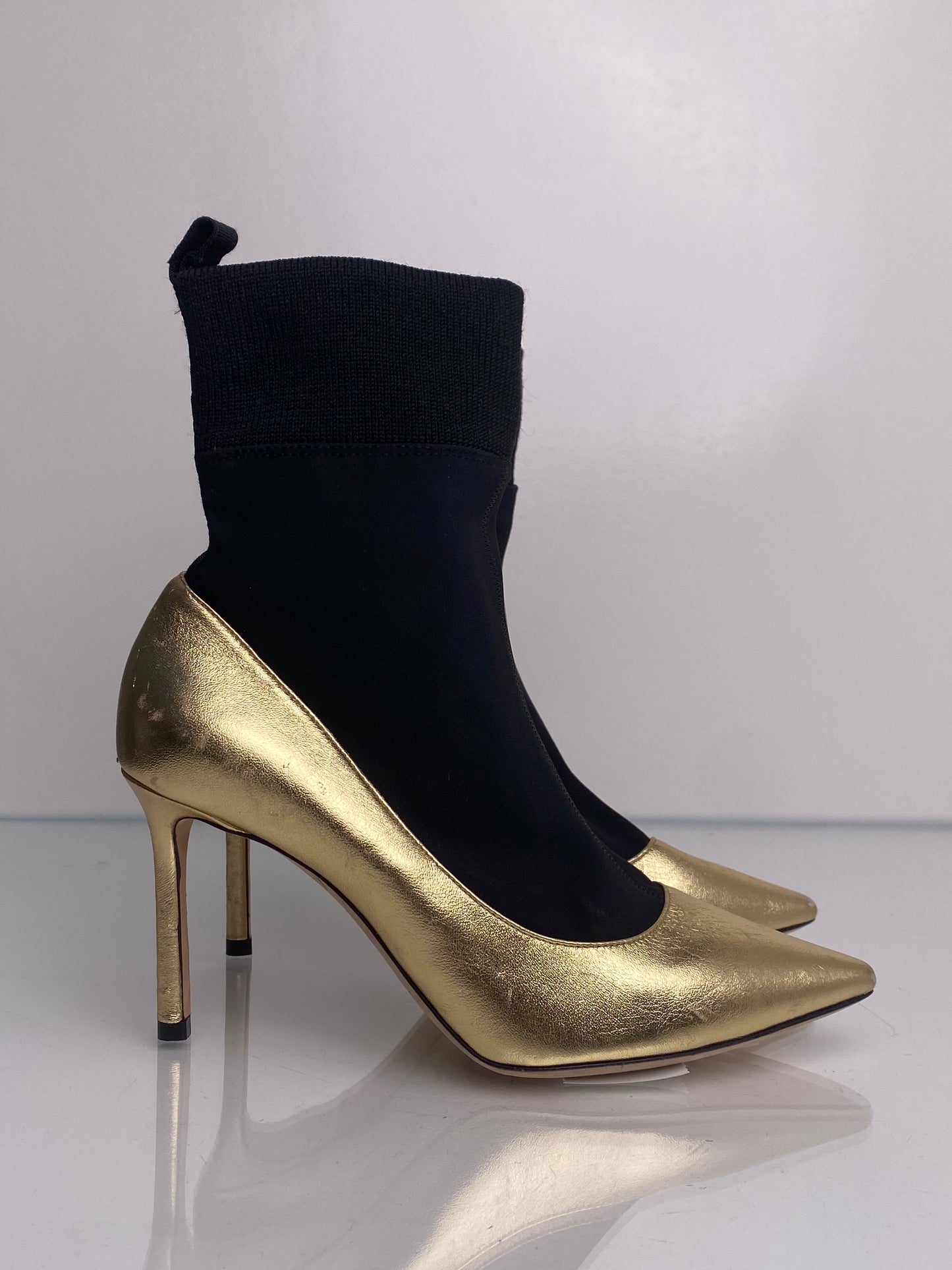 Jimmy Choo Gold & Black Sock Heels, 36.5