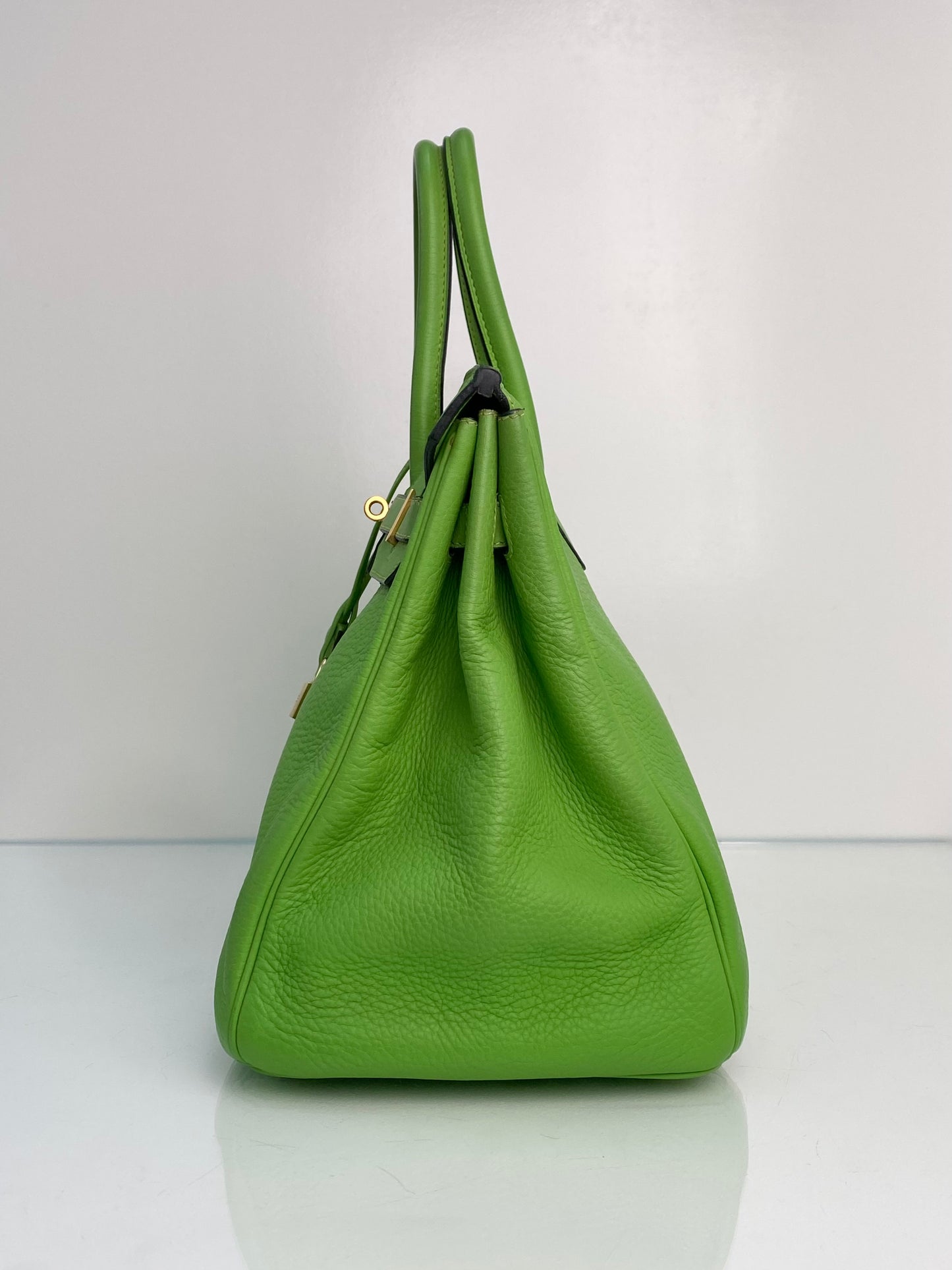Hermes Birkin 35 Vert Cru Clemence GHW #G