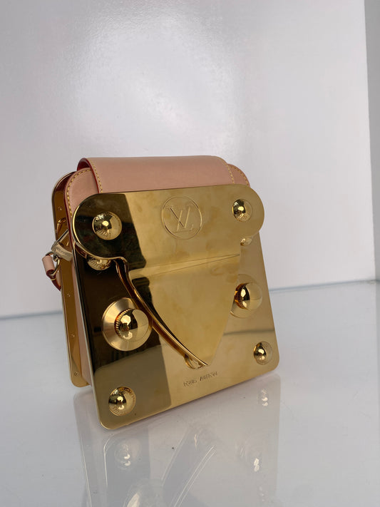 Louis Vuitton Gold Metal & Leather Fastener Bag