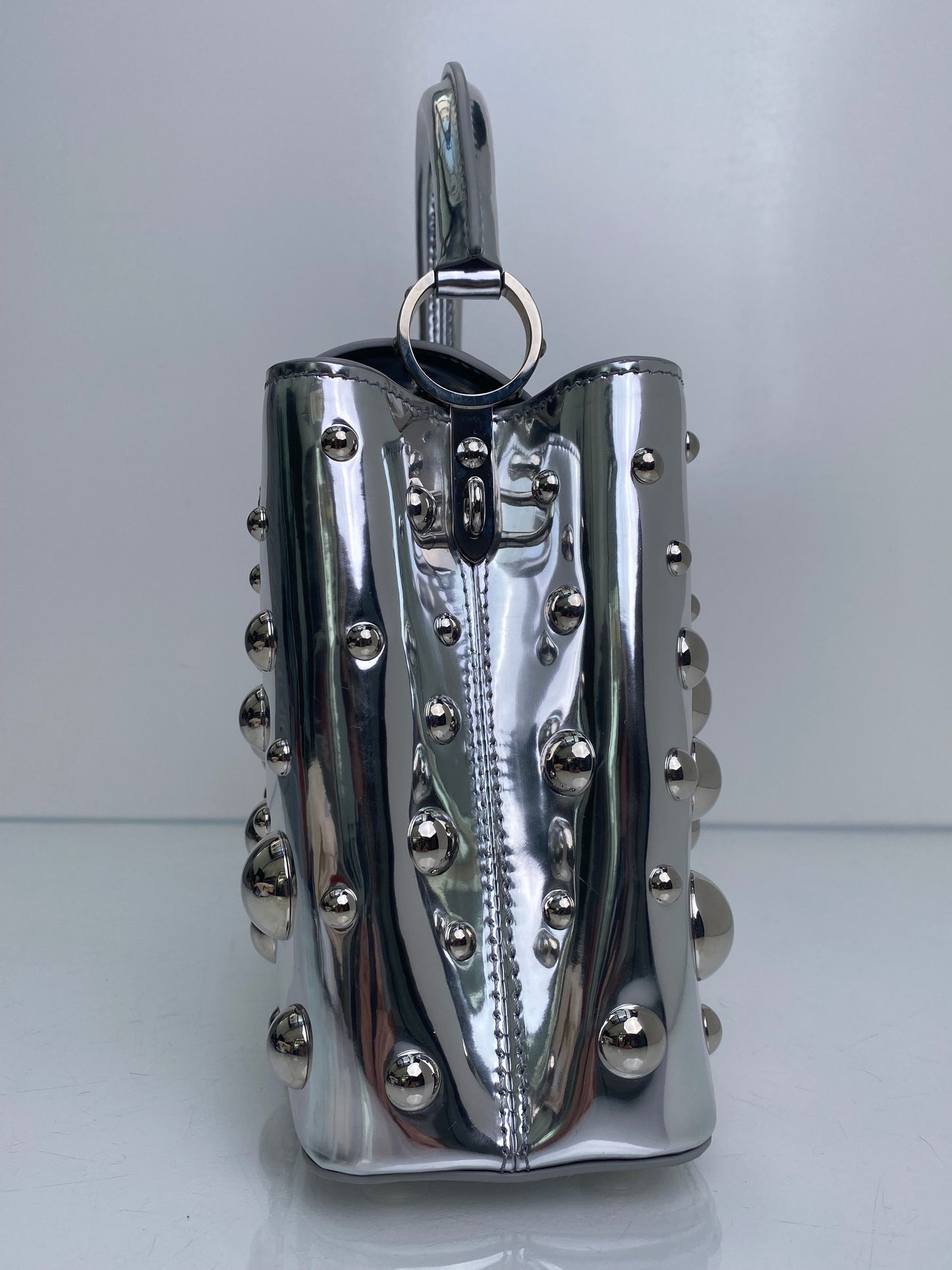 Louis Vuitton Silver Vernis Patent Leather X Yayoi Kusama Capucines BB Bag SHW