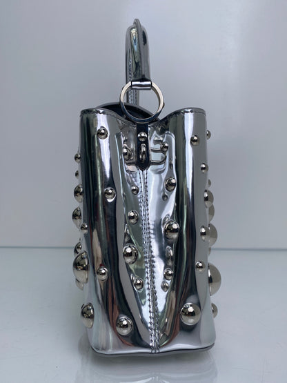 Louis Vuitton Silver Vernis Patent Leather X Yayoi Kusama Capucines BB Bag SHW