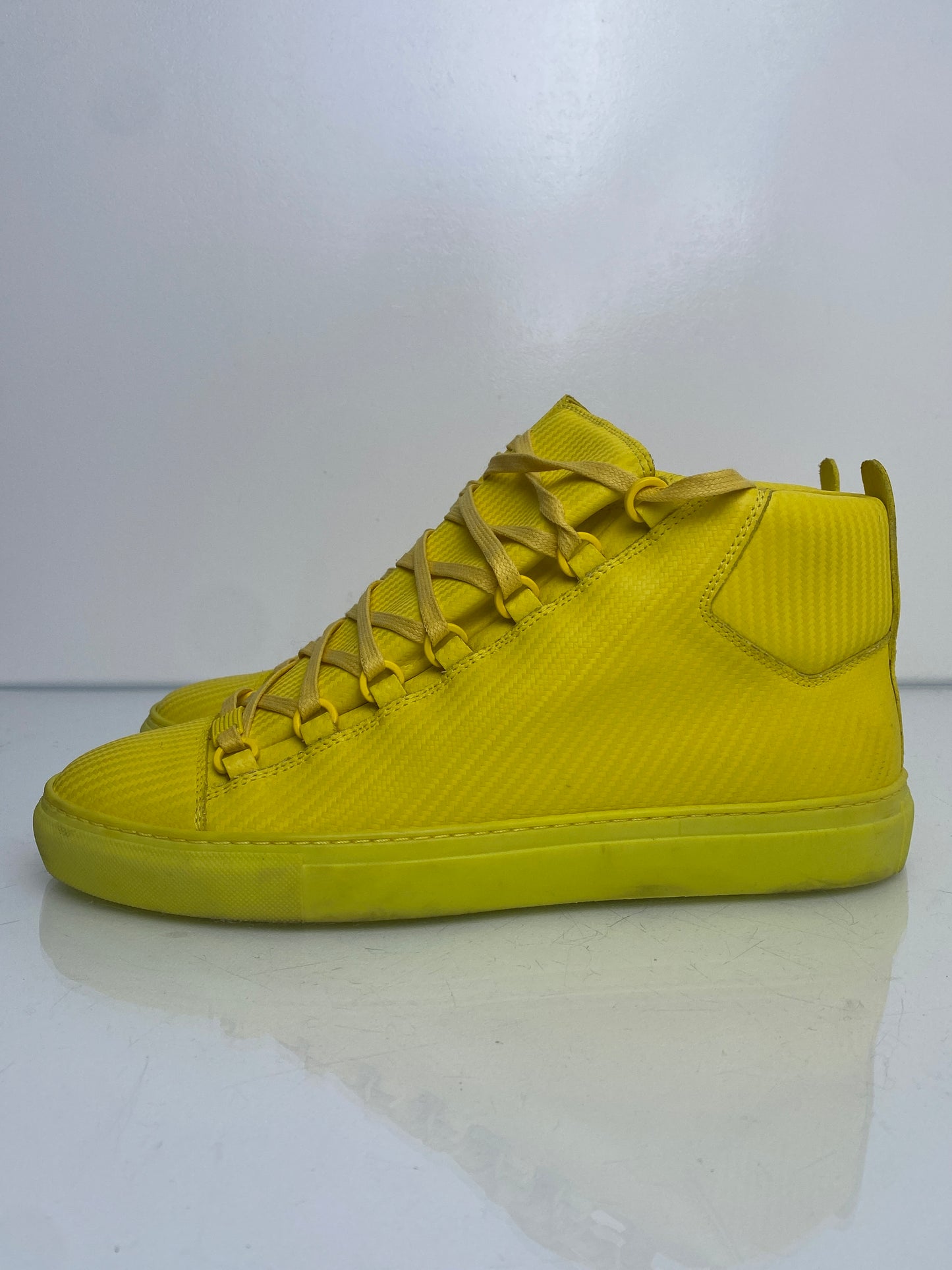 Balenciaga Yellow Arena Leather High-Top Sneakers, 42