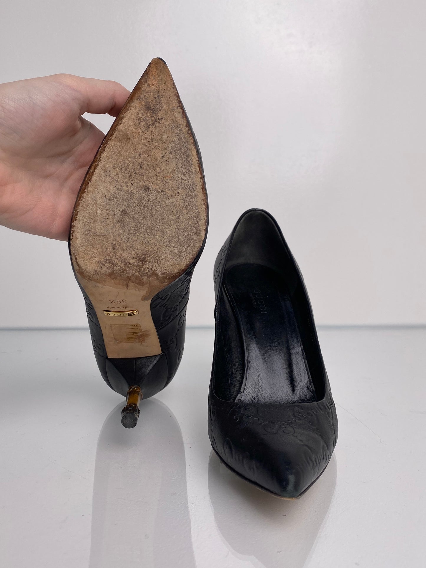 Gucci Black ‘GG’ Bamboo Heels, 36.5